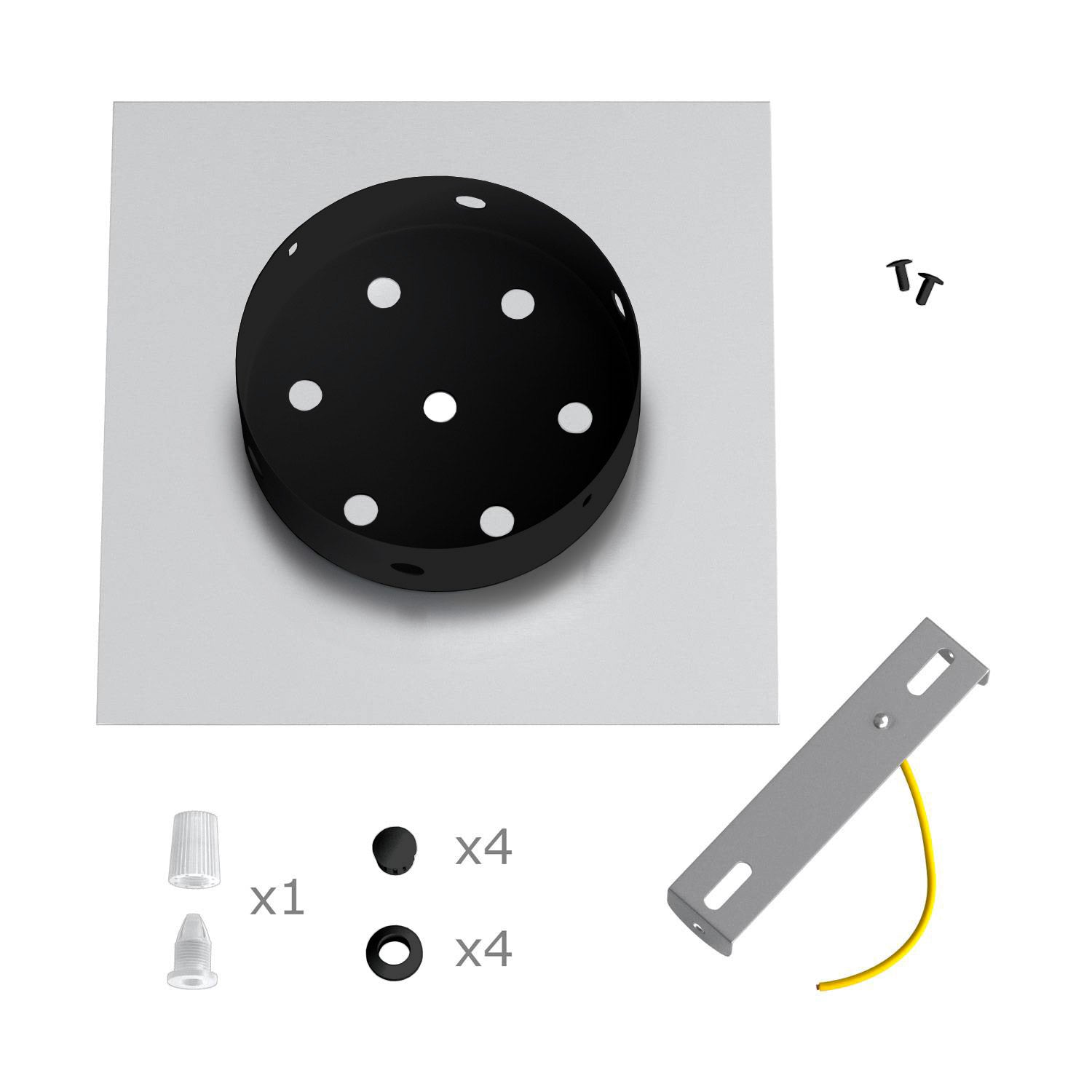 Rosone Rose-One quadrato, 200 mm con 1 foro e 4 fori laterali - Verde prato Nero