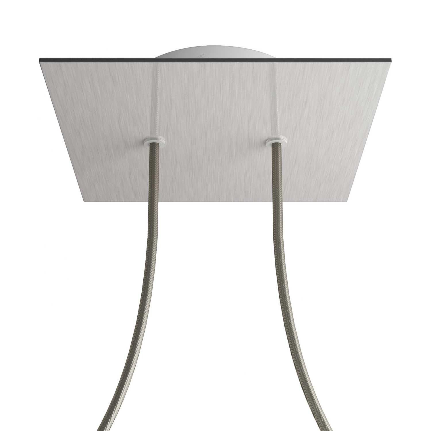 Rosone Rose-One quadrato, 200 mm con 2 fori e 4 fori laterali - Dibond Acciaio satinato Bianco