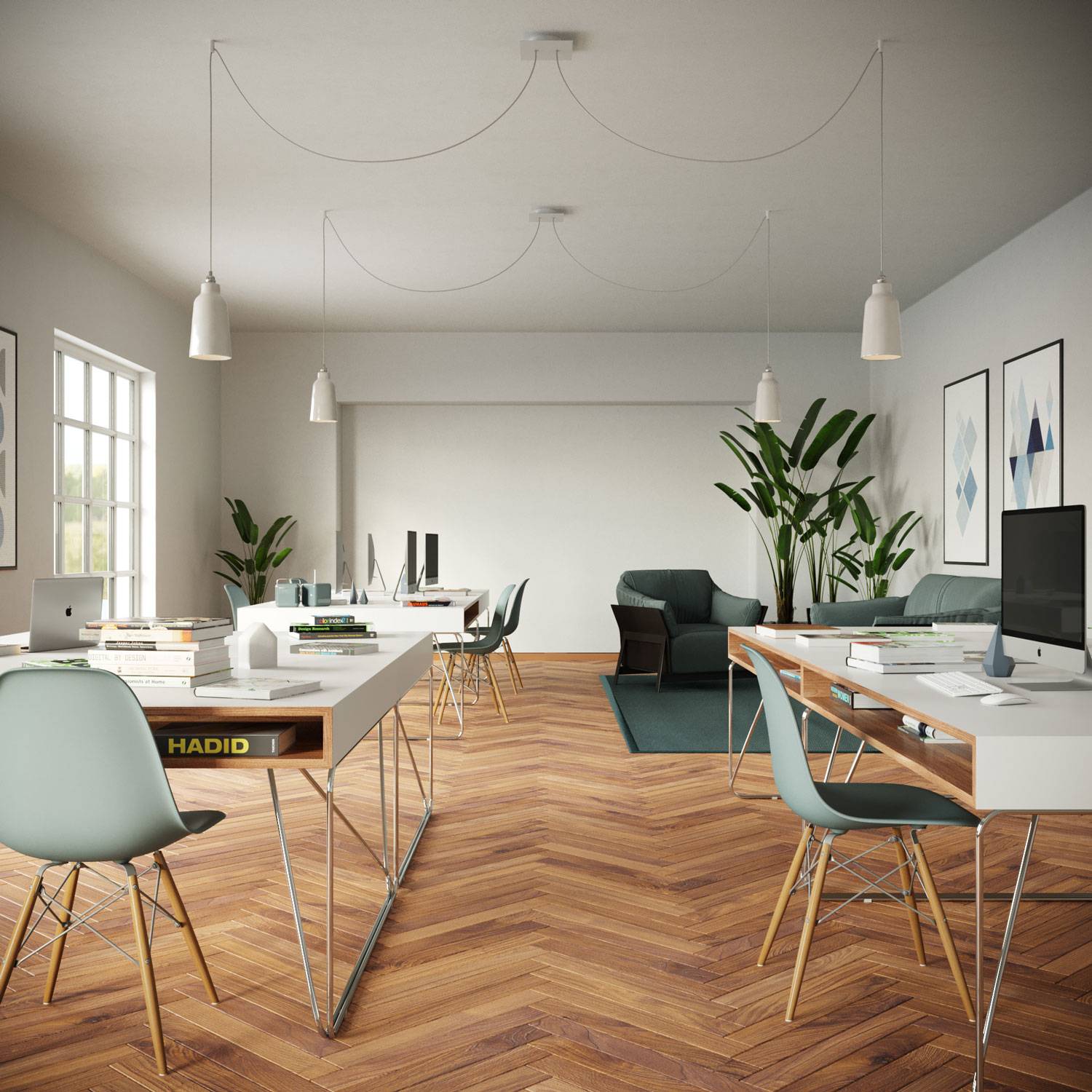 Rosone Rose-One quadrato, 200 mm con 2 fori e 4 fori laterali - Legno Bianco