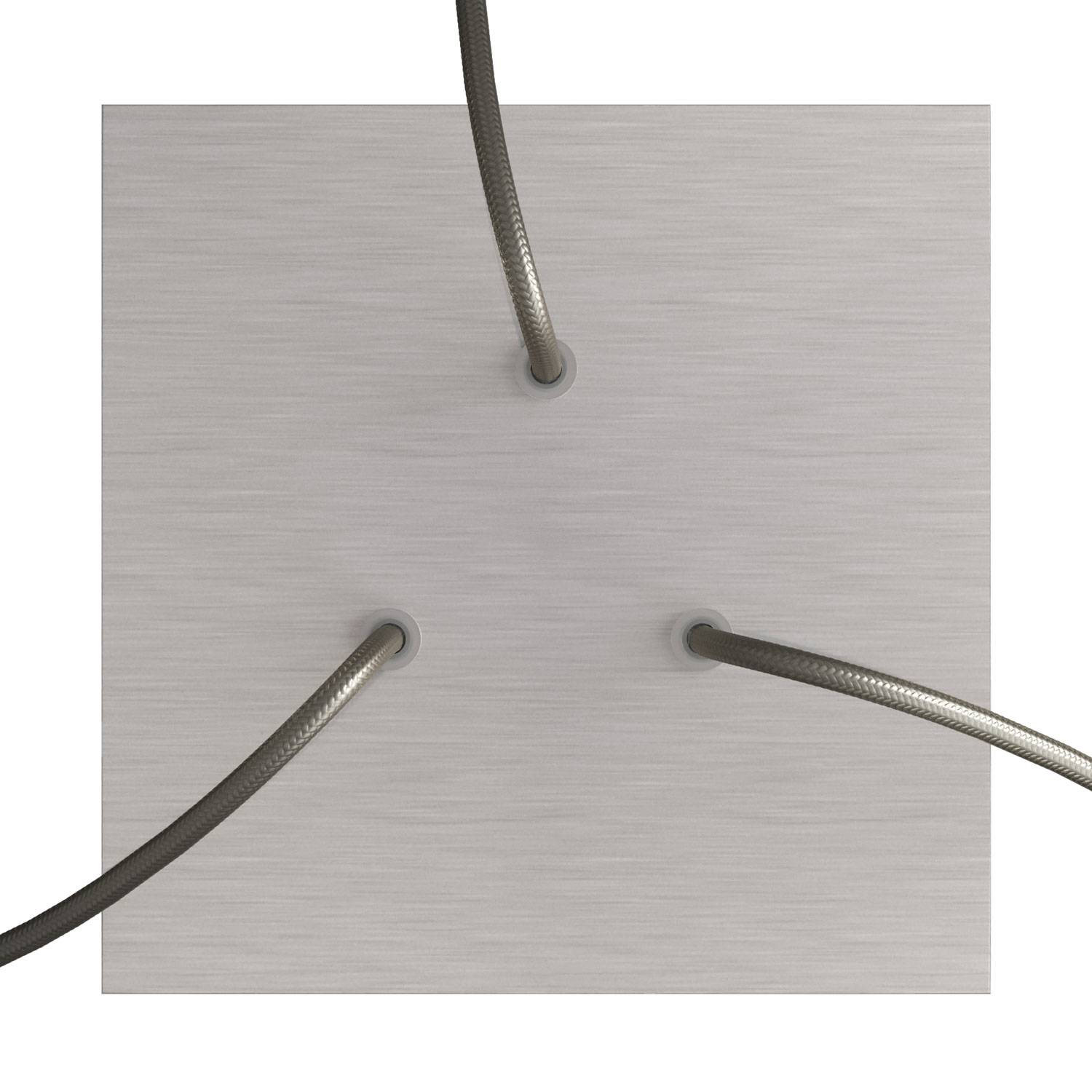 Rosone Rose-One quadrato, 200 mm con 3 fori e 4 fori laterali - Dibond Acciaio satinato Bianco