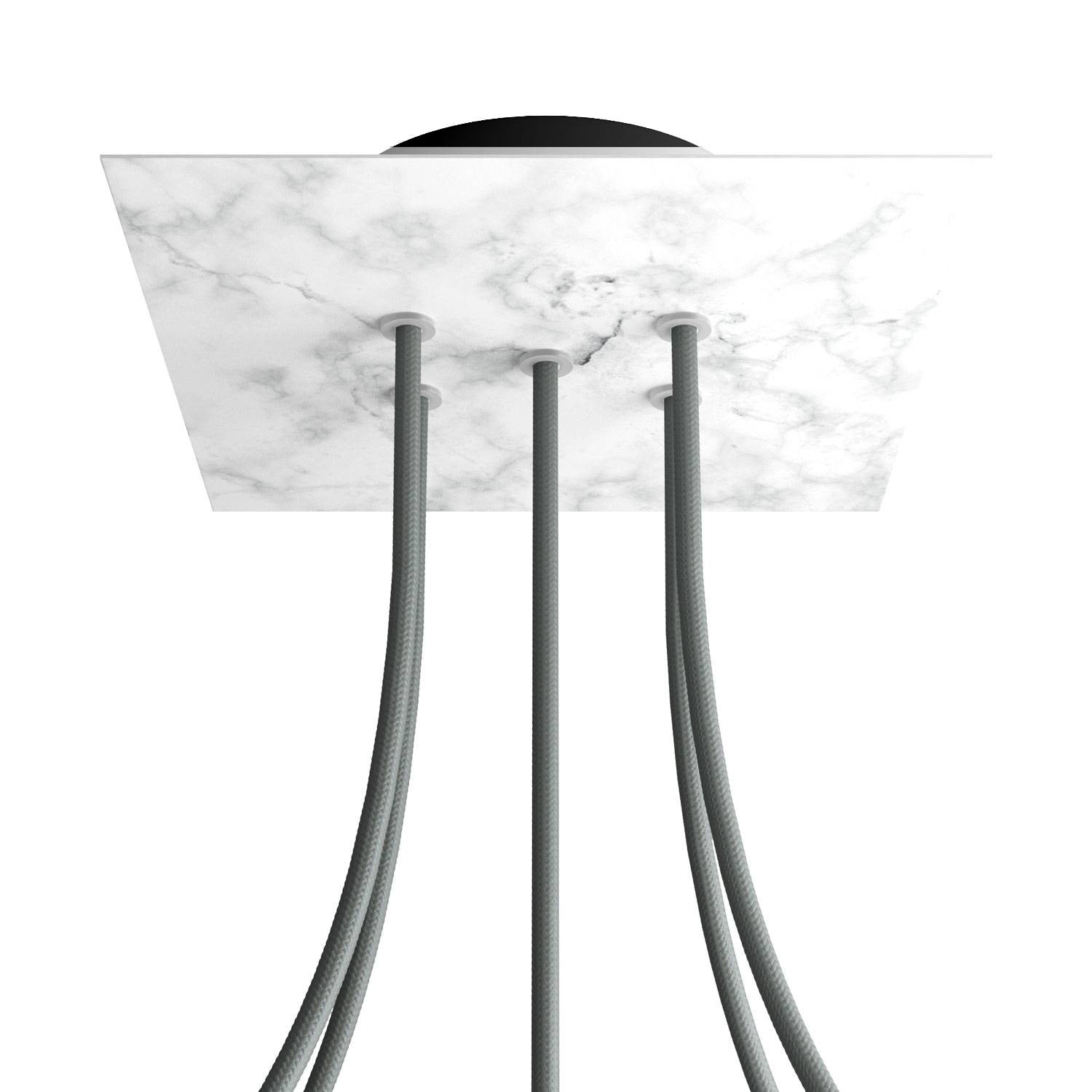 Rosone Rose-One quadrato, 200 mm con 5 fori e 4 fori laterali - Marmo Carrara Nero