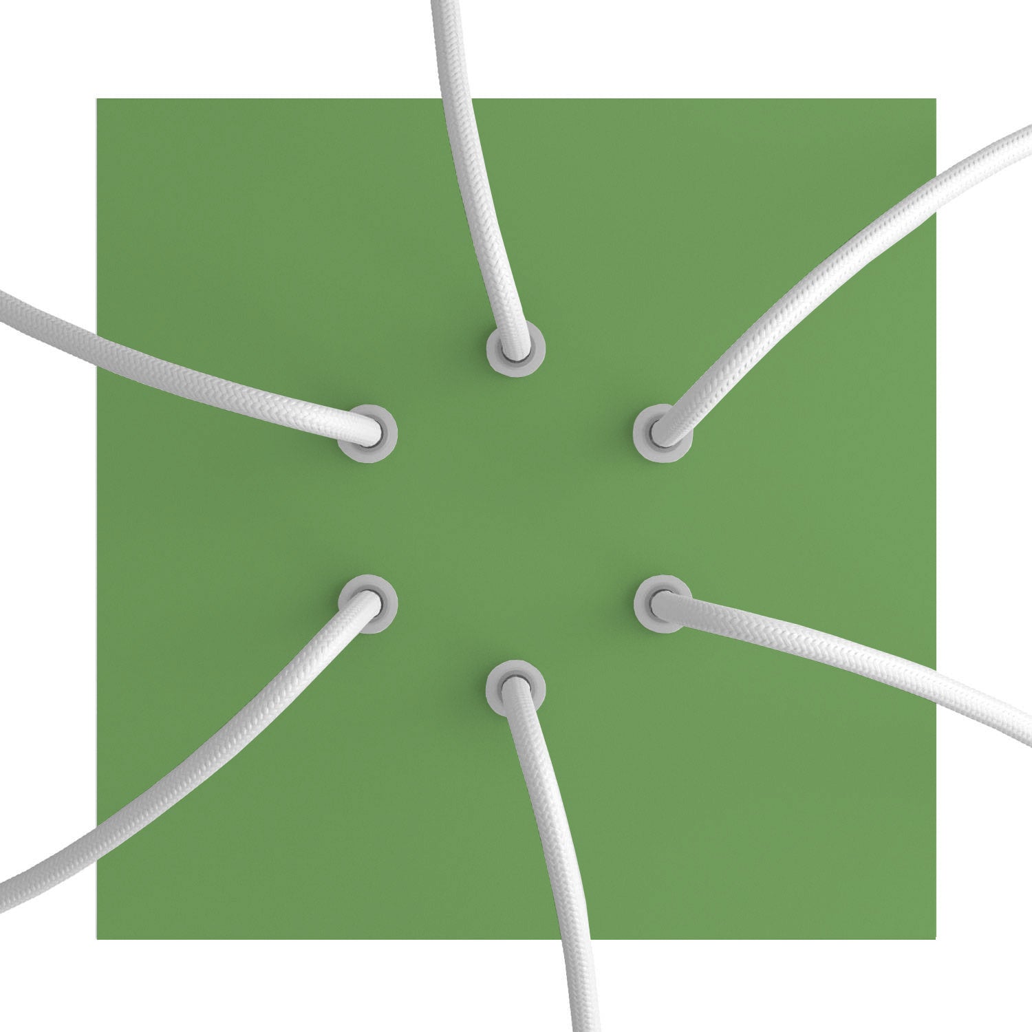 Rosone Rose-One quadrato, 200 mm con 6 fori e 4 fori laterali - Verde prato Bianco