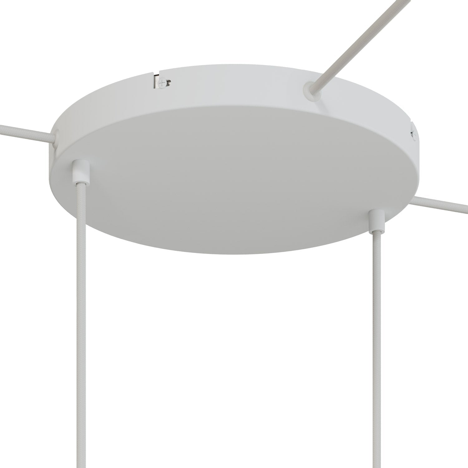 Rosone rotondo in alluminio Ø 30 cm con staffa e cavo di messa a terra, con 2 fori frontali - Bianco Opaco 3