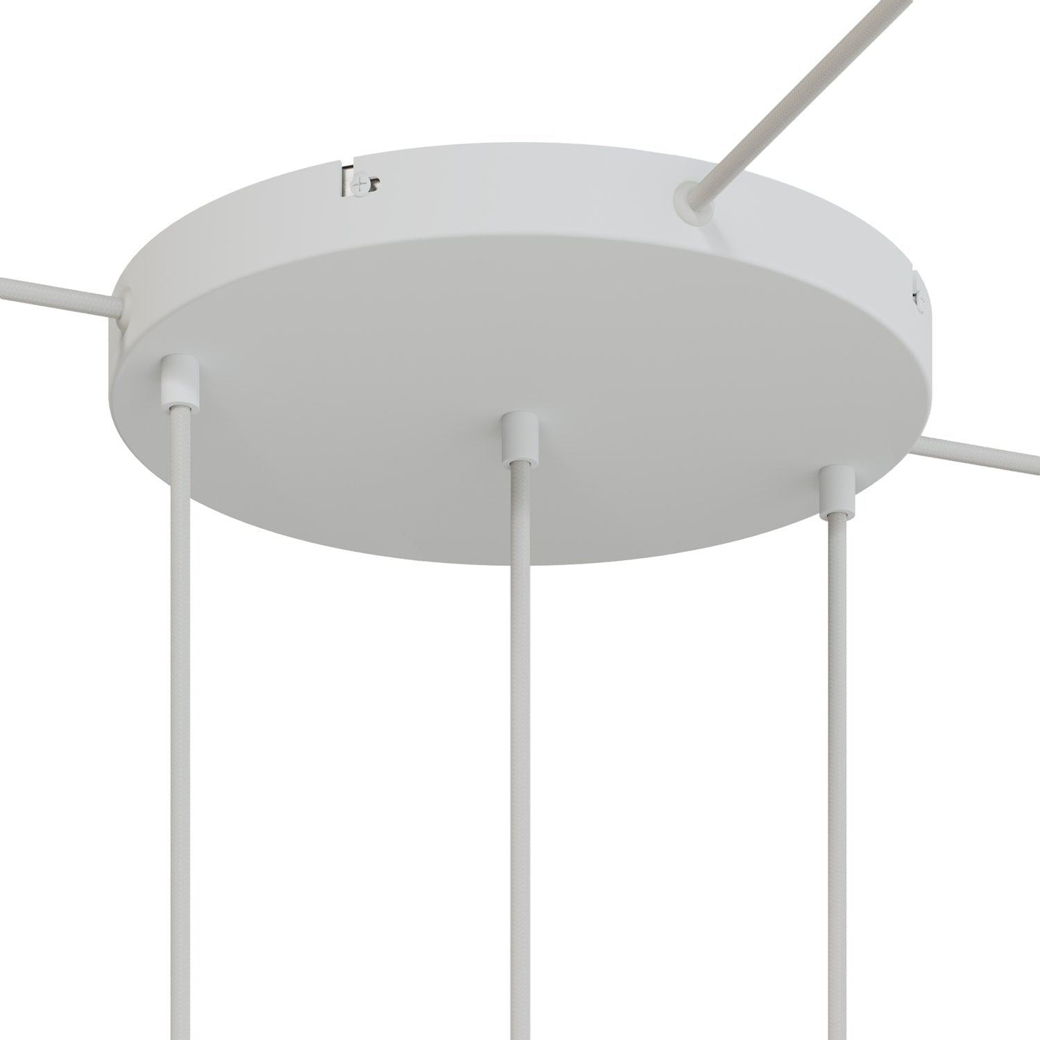 Rosone rotondo in alluminio Ø 30 cm con staffa e cavo di messa a terra, con 3 fori frontali - Bianco Opaco 3