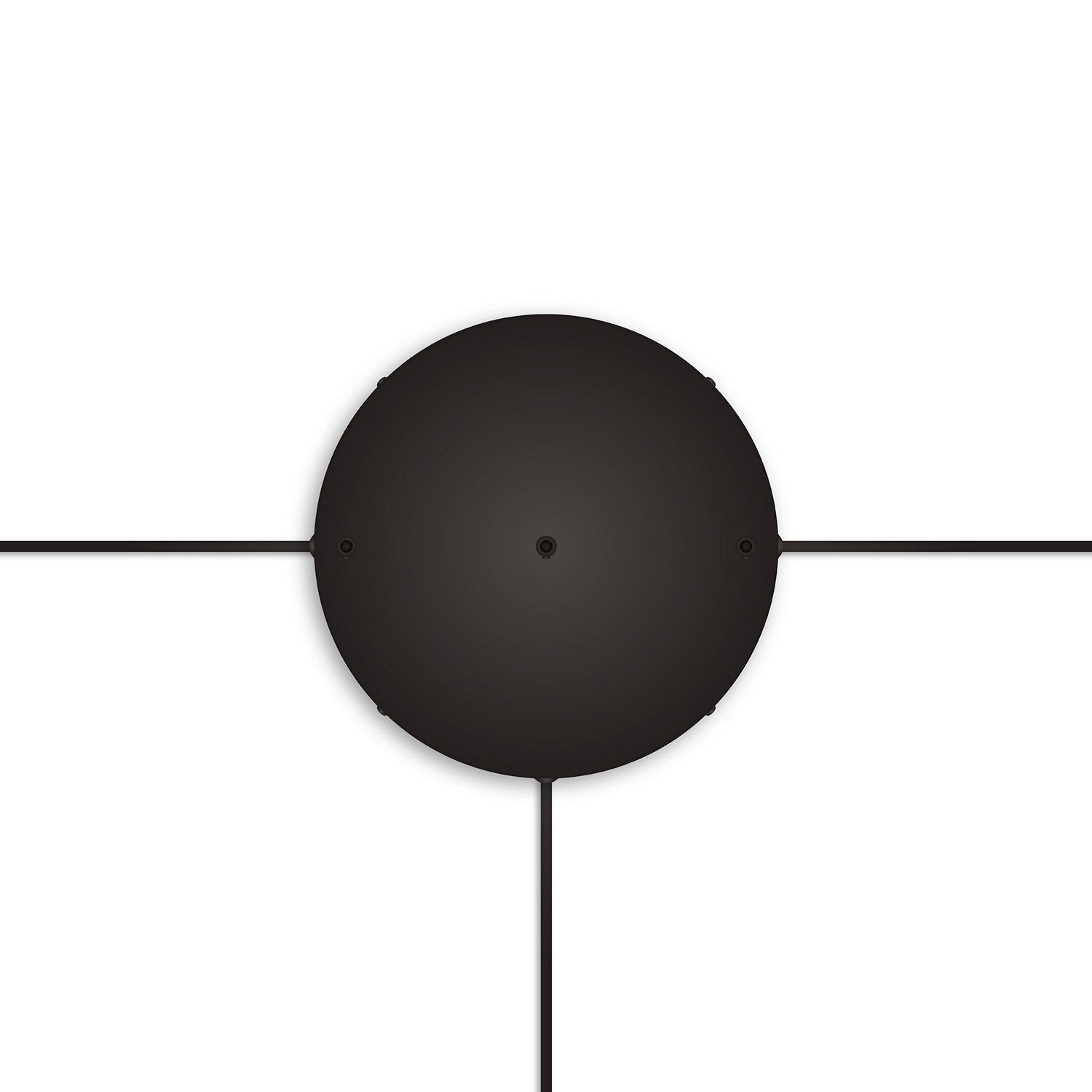 Rosone rotondo in alluminio Ø 30 cm con staffa e cavo di messa a terra, con 3 fori frontali - Nero 3