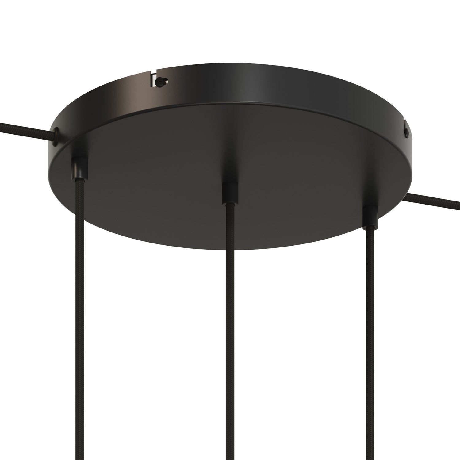 Rosone rotondo in alluminio Ø 30 cm con staffa e cavo di messa a terra, con 3 fori frontali - Nero 2