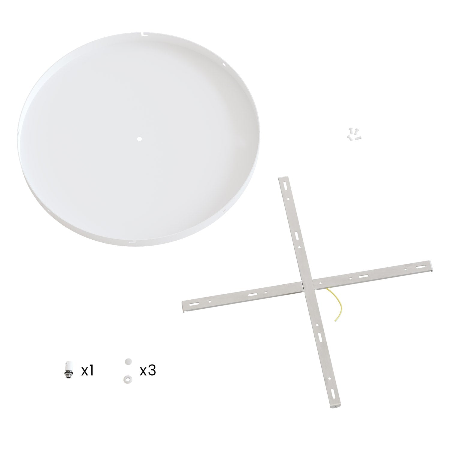 Rosone rotondo in alluminio Ø 50 cm con staffa e cavo di messa a terra, con 1 foro frontale - Bianco Opaco 3