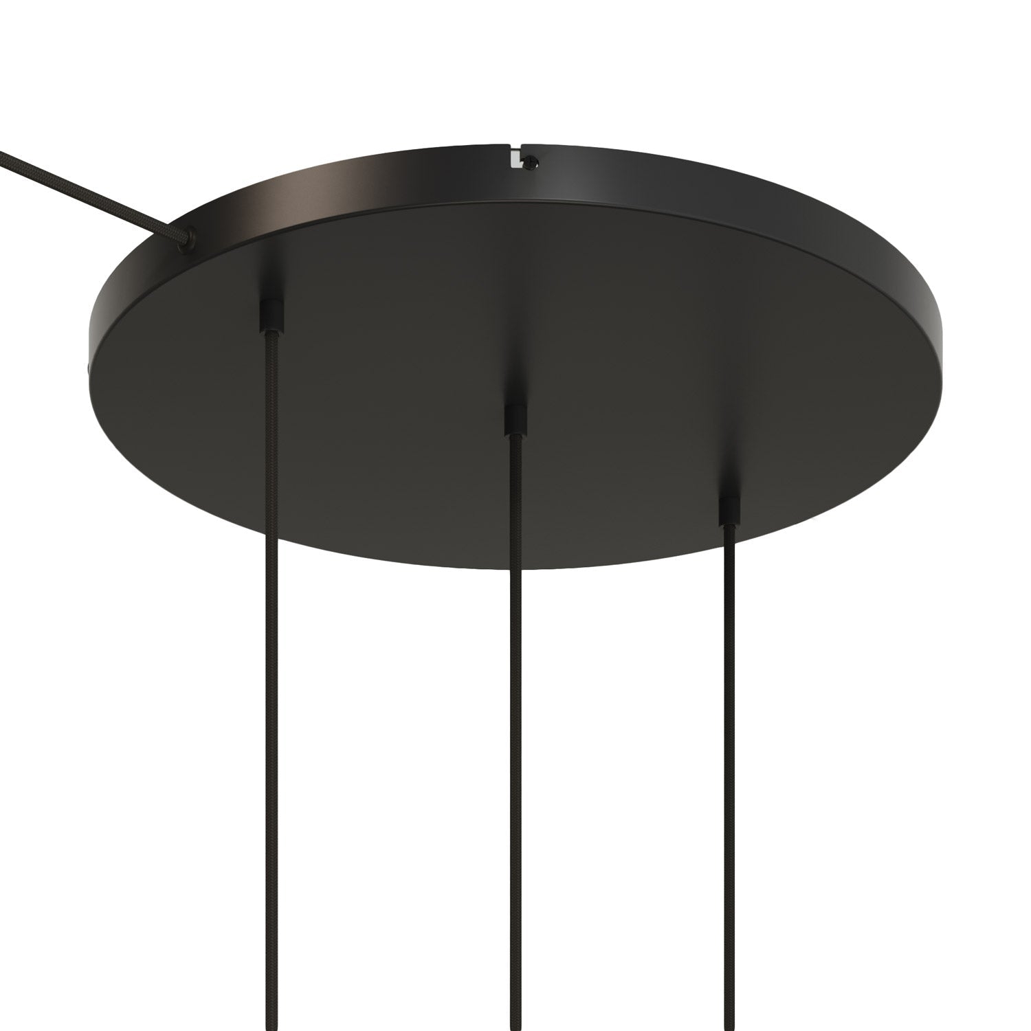 Rosone rotondo in alluminio Ø 50 cm con staffa e cavo di messa a terra, con 3 fori in linea frontali - Nero 1