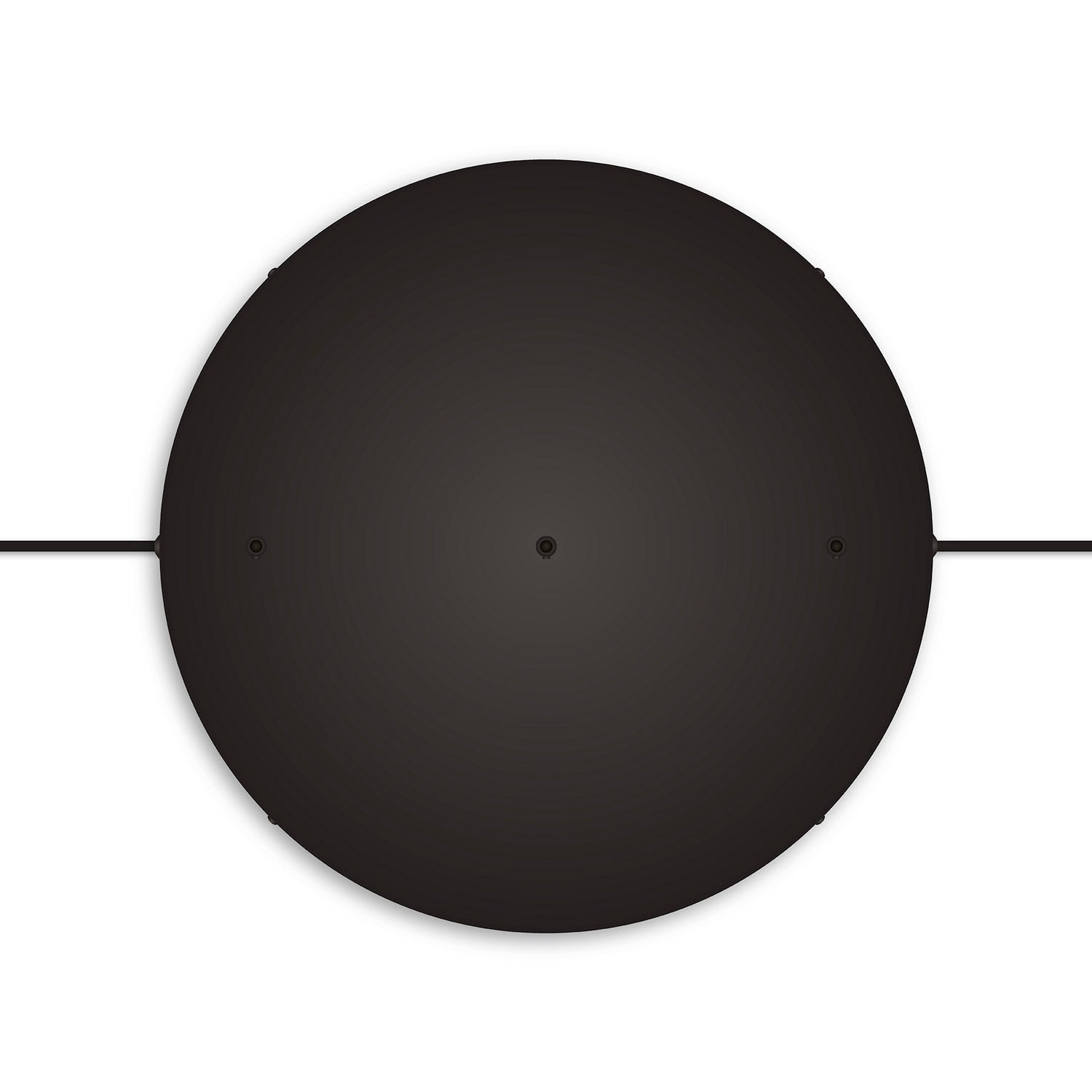 Rosone rotondo in alluminio Ø 50 cm con staffa e cavo di messa a terra, con 3 fori in linea frontali - Nero 2