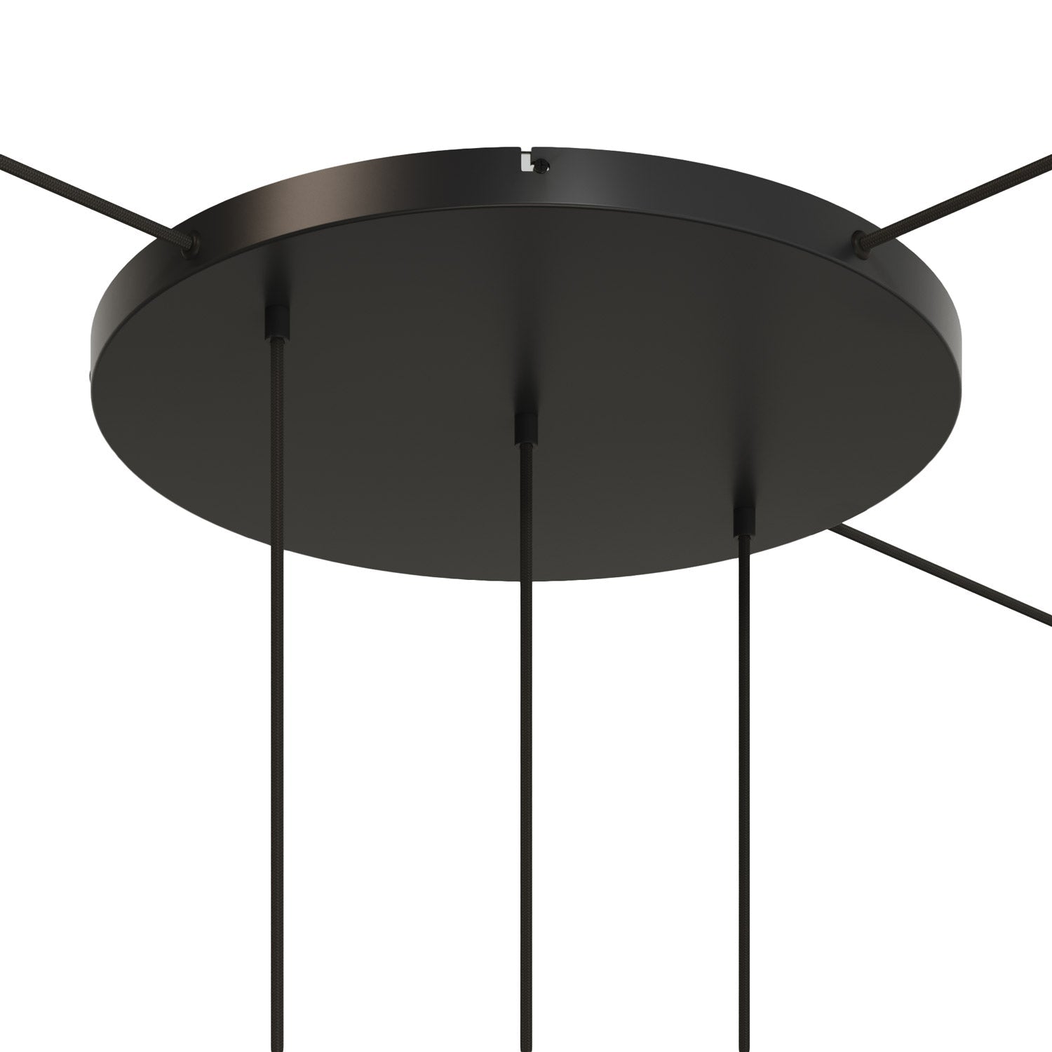 Rosone rotondo in alluminio Ø 50 cm con staffa e cavo di messa a terra, con 3 fori in linea frontali - Nero 3