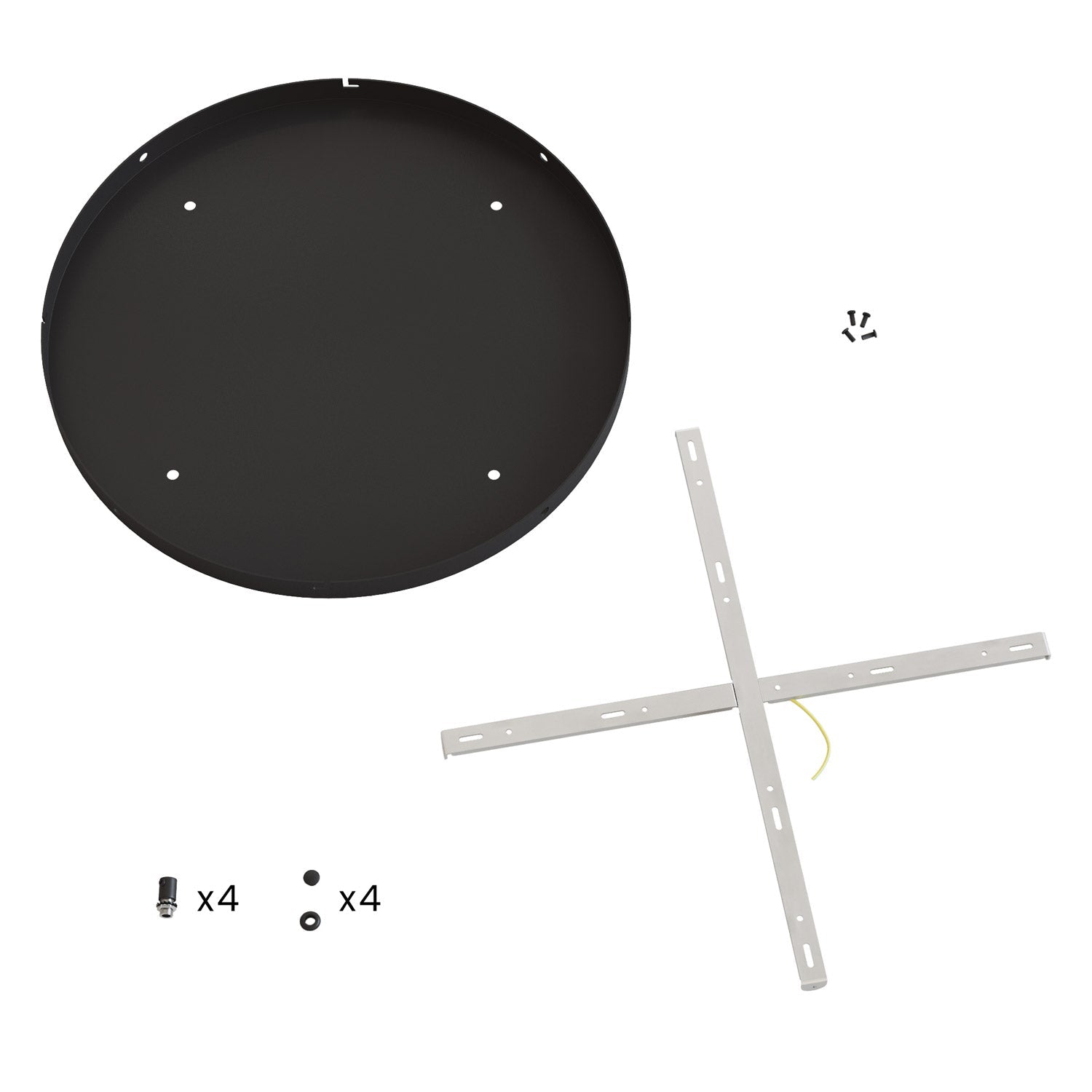 Rosone rotondo in alluminio Ø 50 cm con staffa e cavo di messa a terra, con 4 fori frontali - Nero 4