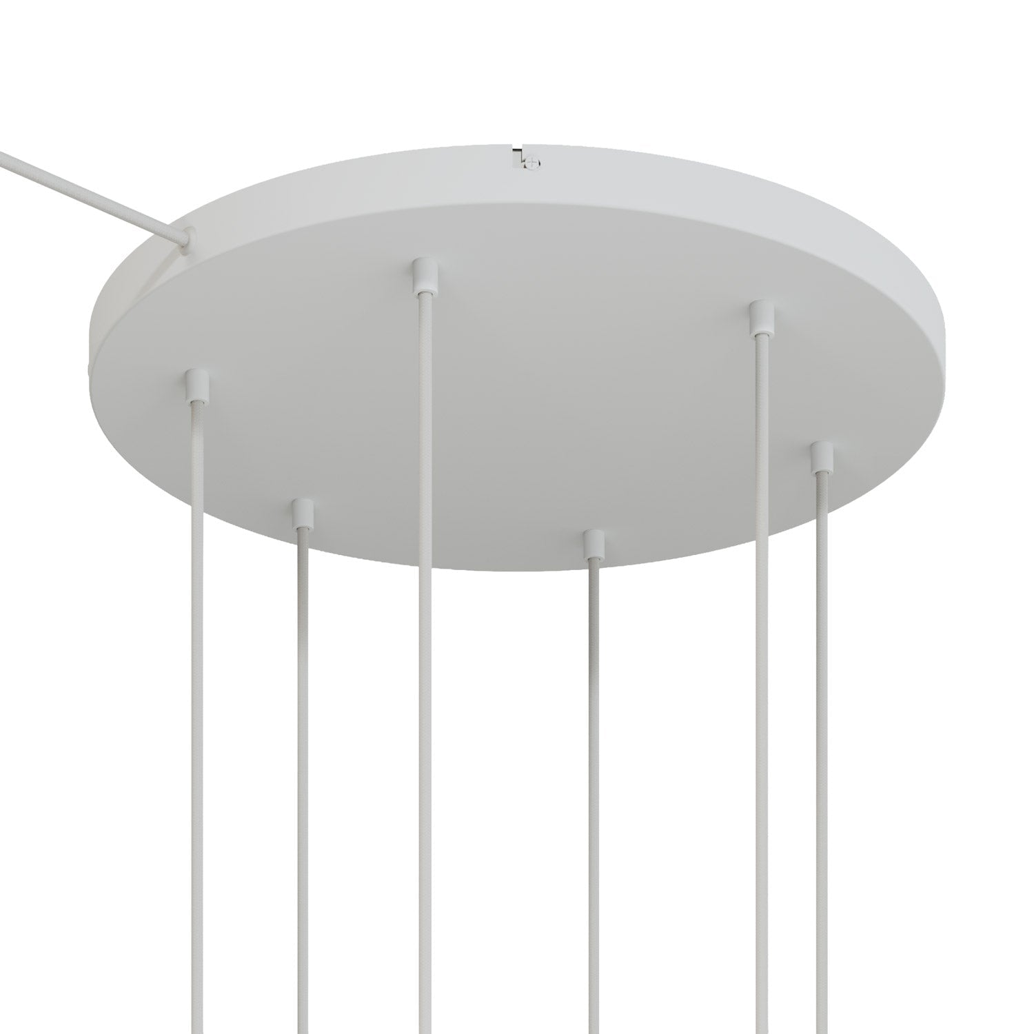 Rosone rotondo in alluminio Ø 50 cm con staffa e cavo di messa a terra, con 6 fori frontali - Bianco Opaco 1