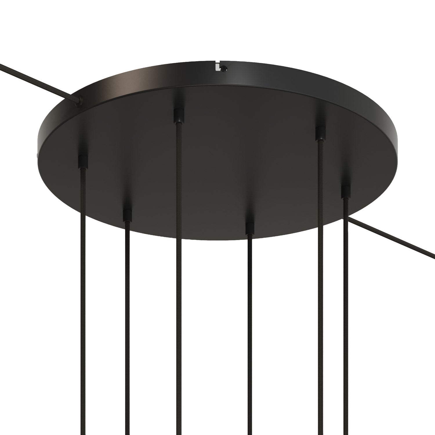 Rosone rotondo in alluminio Ø 50 cm con staffa e cavo di messa a terra, con 6 fori frontali - Nero 2