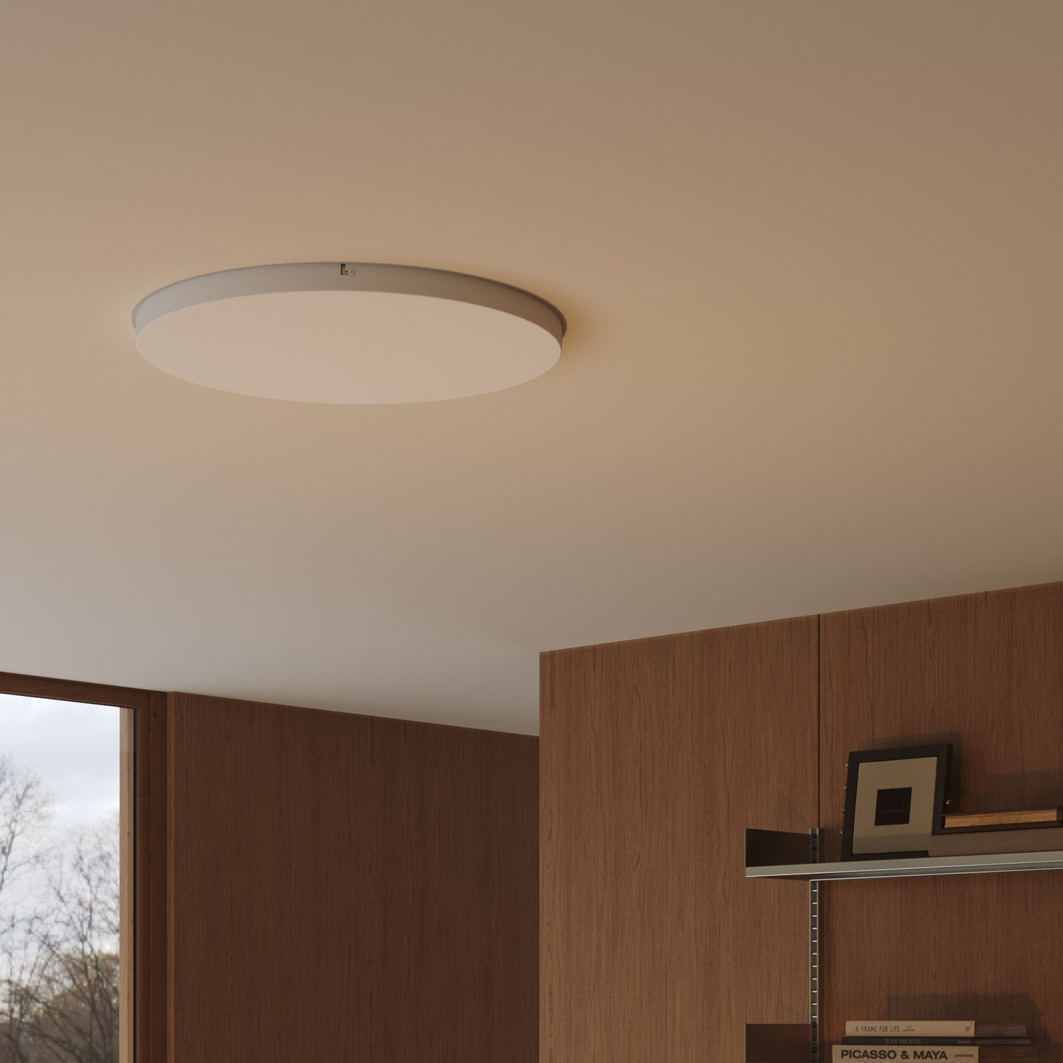 Rosone rotondo in alluminio Ø 50 cm con staffa e cavo di messa a terra, senza fori - Bianco Opaco