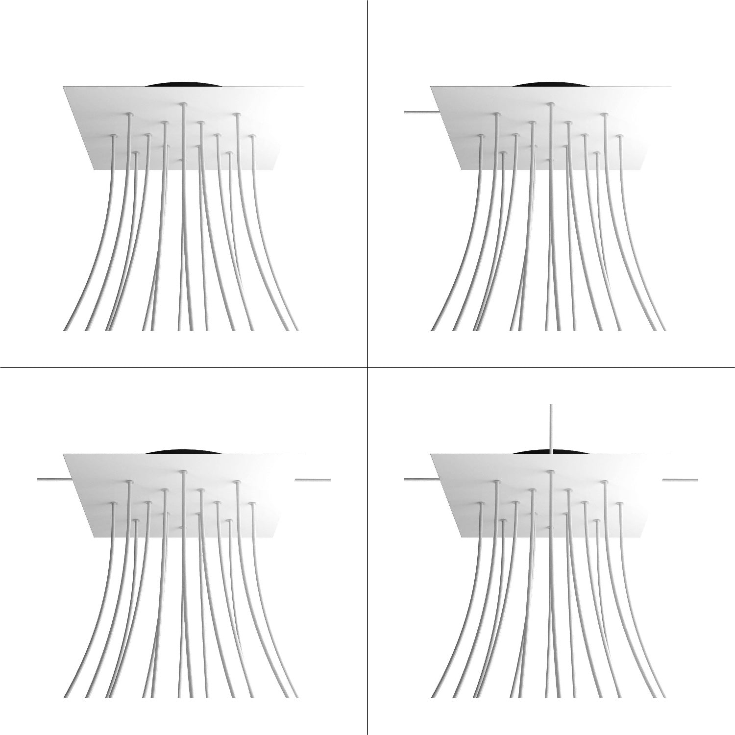 Rosone XXL Rose-One quadrato, 400 mm con 14 fori e 4 fori laterali - Antracite Nero