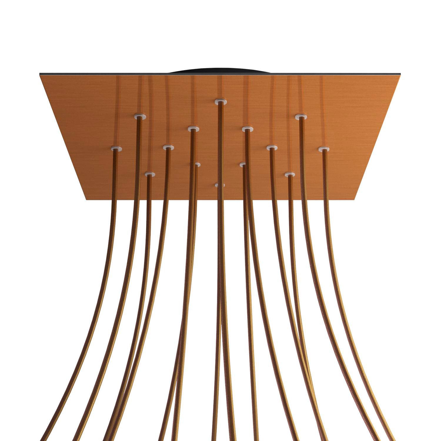 Rosone XXL Rose-One quadrato, 400 mm con 14 fori e 4 fori laterali - Dibond Rame satinato Nero