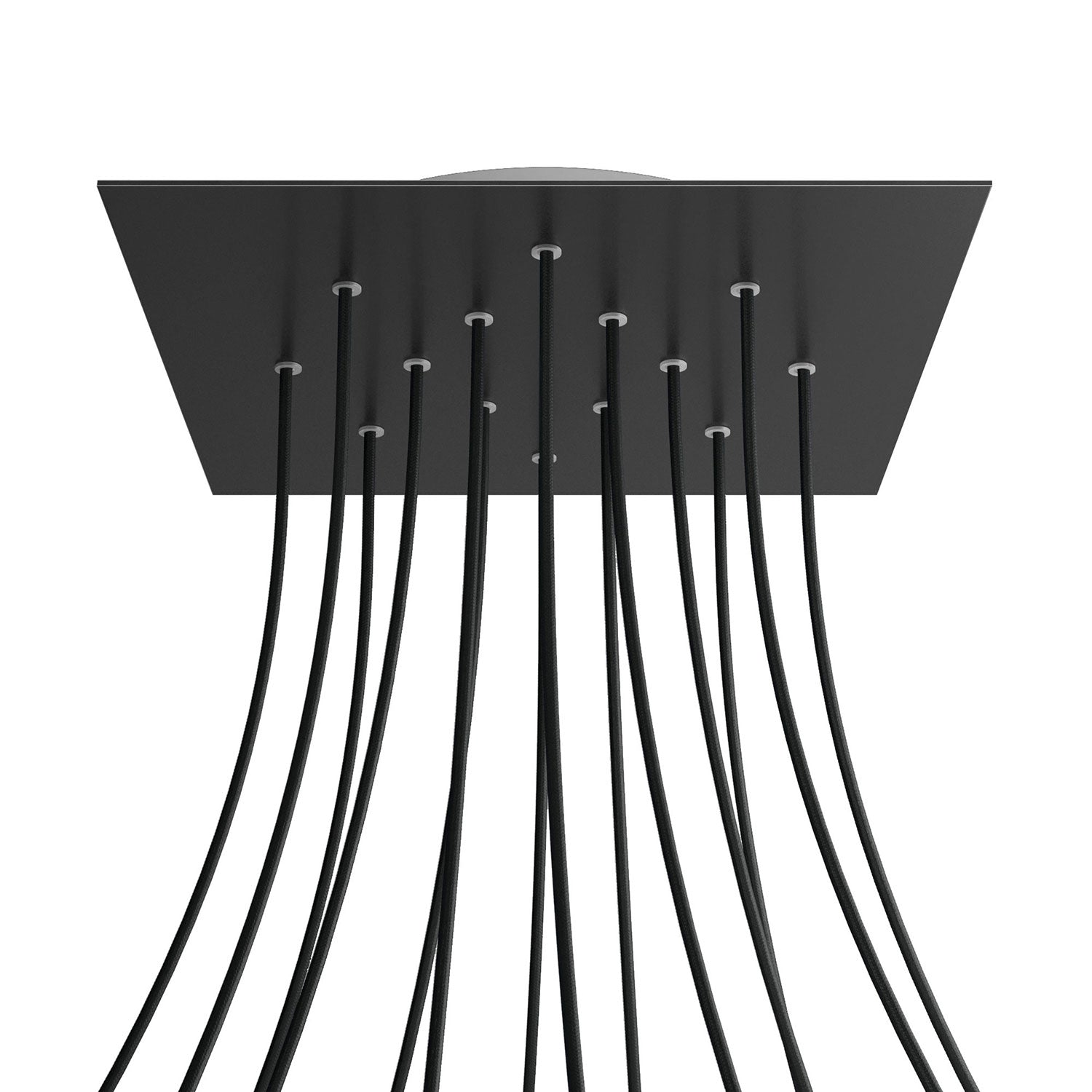 Rosone XXL Rose-One quadrato, 400 mm con 14 fori e 4 fori laterali - Nero opaco Bianco