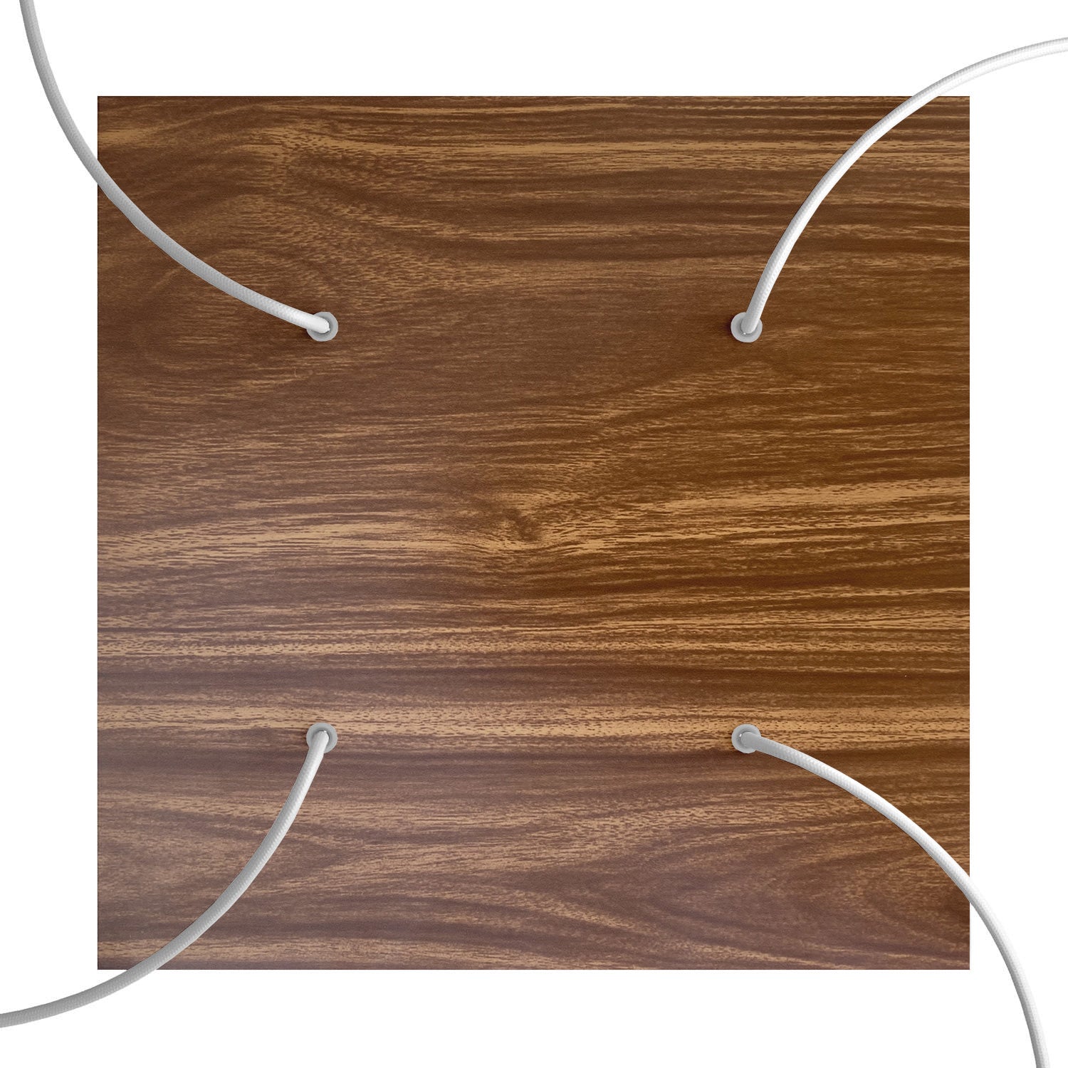 Rosone XXL Rose-One quadrato, 400 mm con 4 fori e 4 fori laterali - Legno Bianco