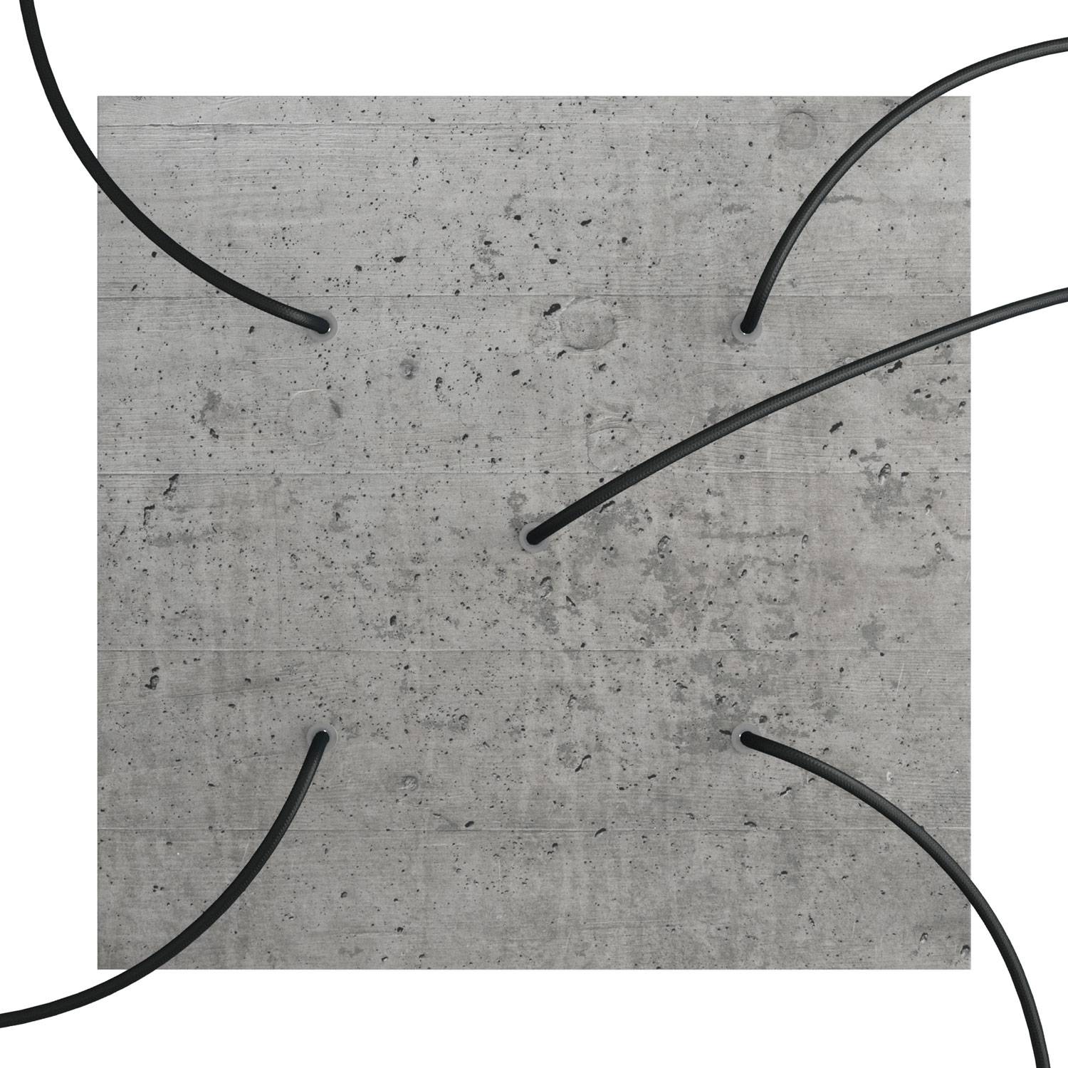 Rosone XXL Rose-One quadrato, 400 mm con 5 fori e 4 fori laterali - Cemento Bianco