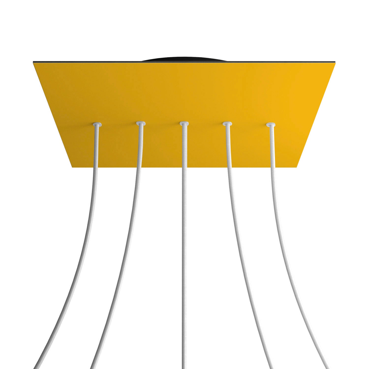 Rosone XXL Rose-One quadrato, 400 mm con 5 fori in linea e 4 fori laterali - Mostarda Nero