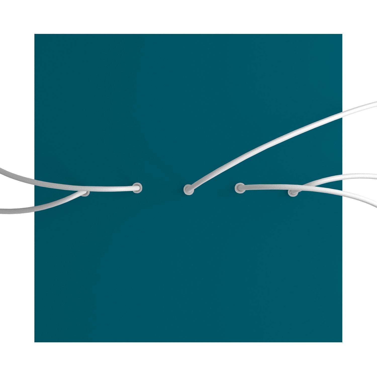 Rosone XXL Rose-One quadrato, 400 mm con 5 fori in linea e 4 fori laterali - Petrolio Bianco