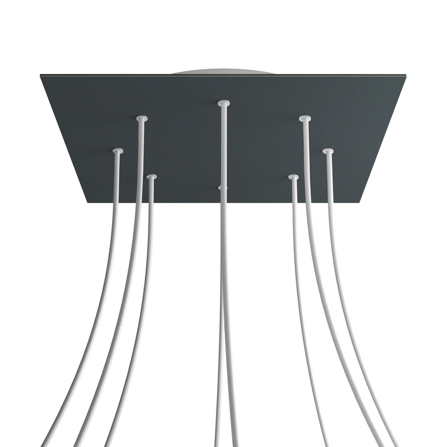 Rosone XXL Rose-One quadrato, 400 mm con 8 fori e 4 fori laterali - Antracite Bianco