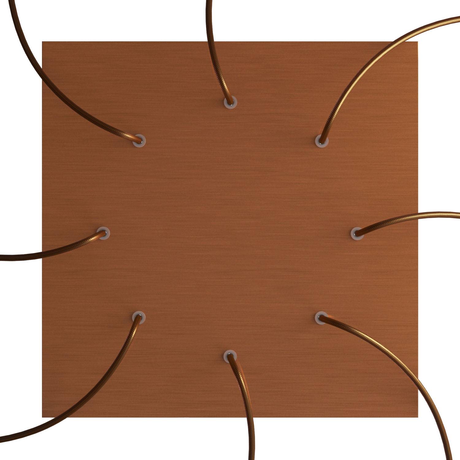 Rosone XXL Rose-One quadrato, 400 mm con 8 fori e 4 fori laterali - Dibond Rame satinato Bianco