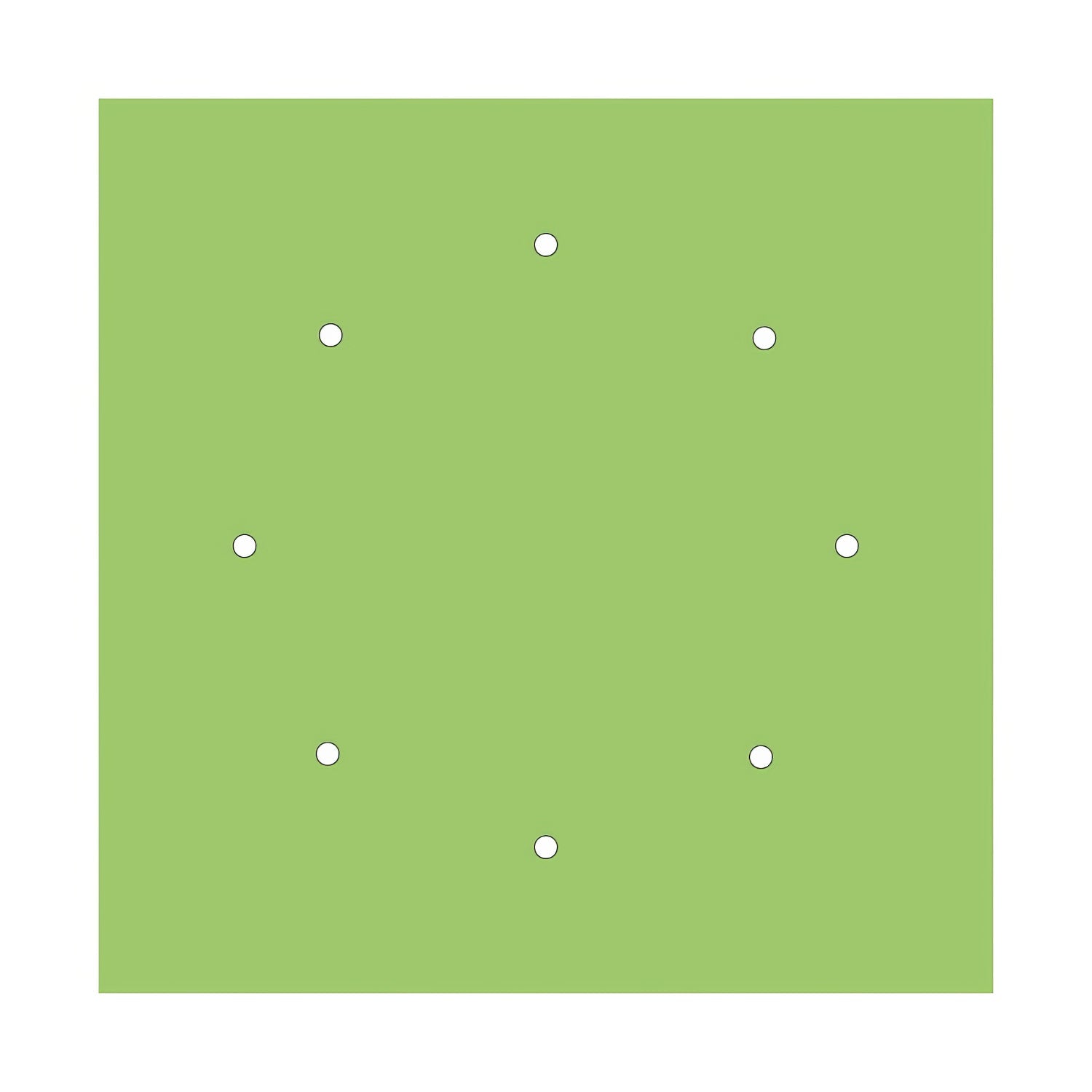 Rosone XXL Rose-One quadrato, 400 mm con 8 fori e 4 fori laterali - Verde prato Bianco