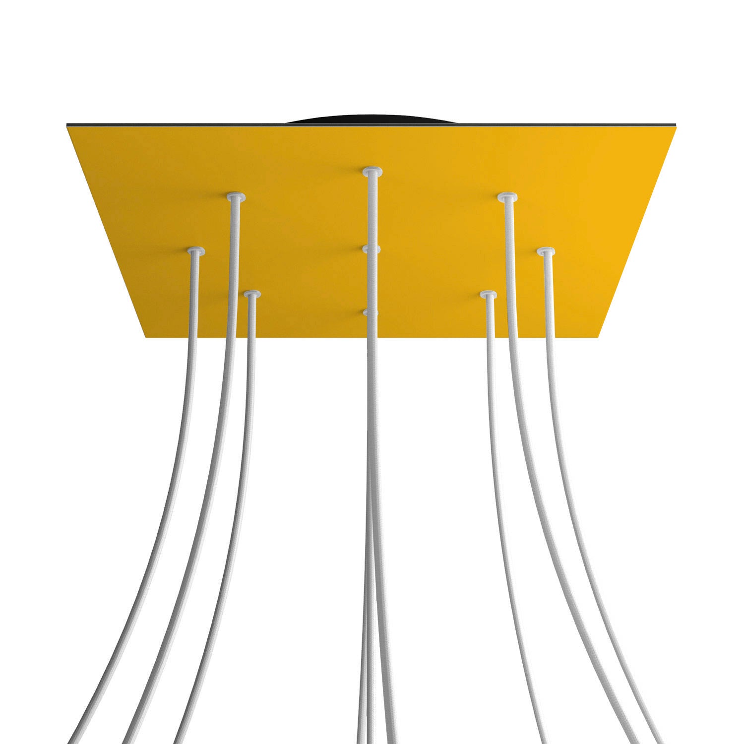 Rosone XXL Rose-One quadrato, 400 mm con 9 fori e 4 fori laterali - Mostarda Nero