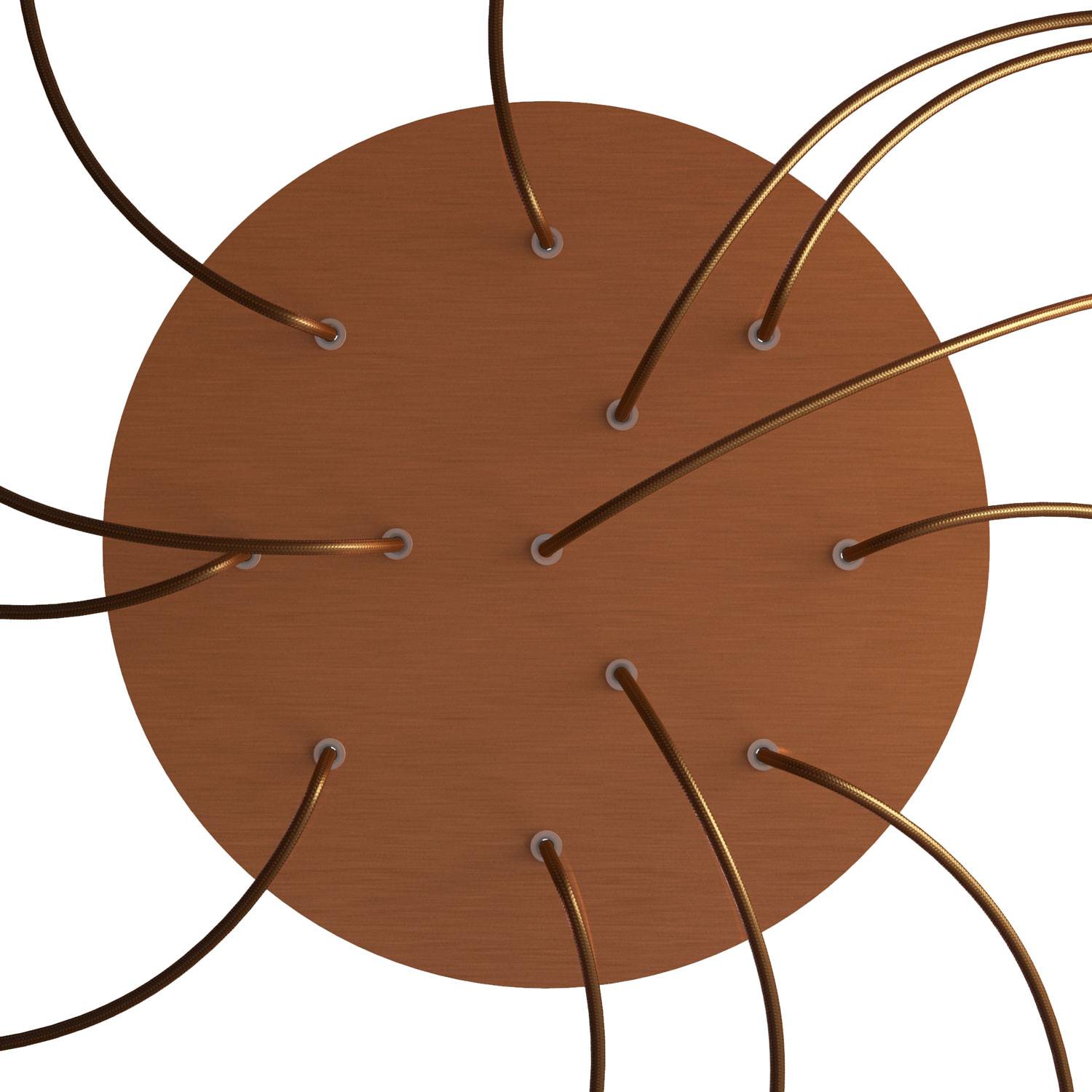 Rosone XXL Rose-One rotondo, diametro 400 mm con 12 fori e 4 fori laterali - Dibond Rame satinato Bianco