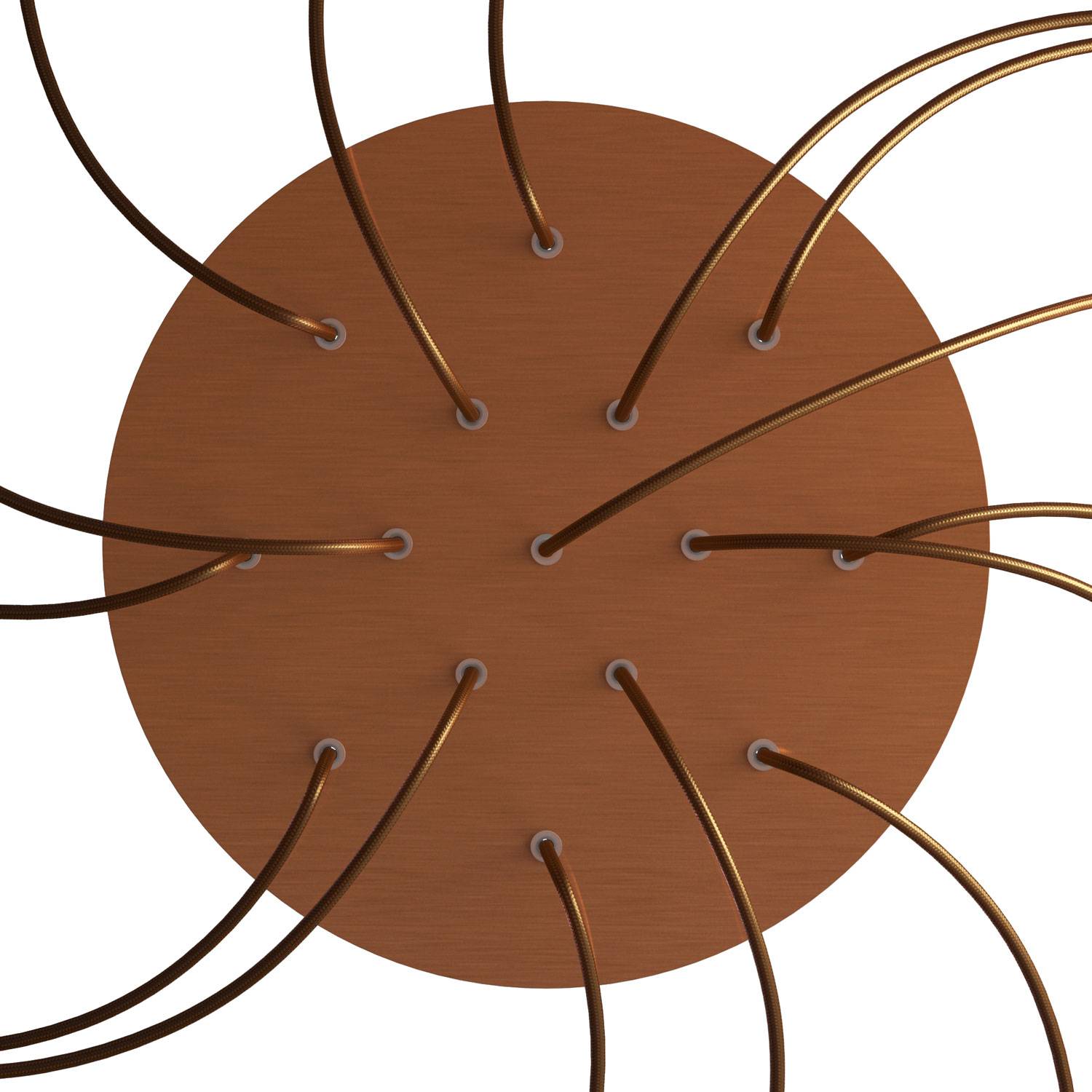 Rosone XXL Rose-One rotondo, diametro 400 mm con 15 fori e 4 fori laterali - Dibond Rame satinato Bianco