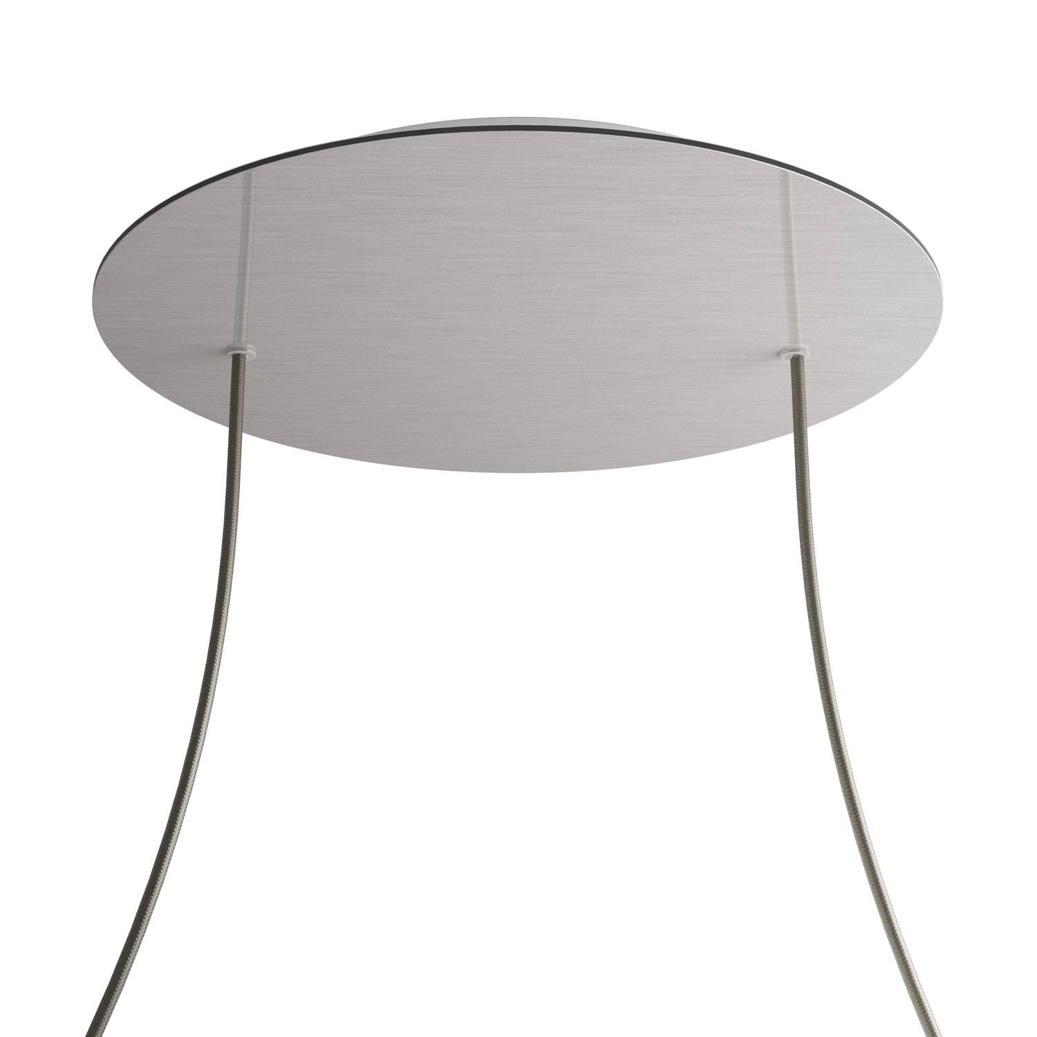 Rosone XXL Rose-One rotondo, diametro 400 mm con 2 fori e 4 fori laterali - Dibond Acciaio satinato Bianco