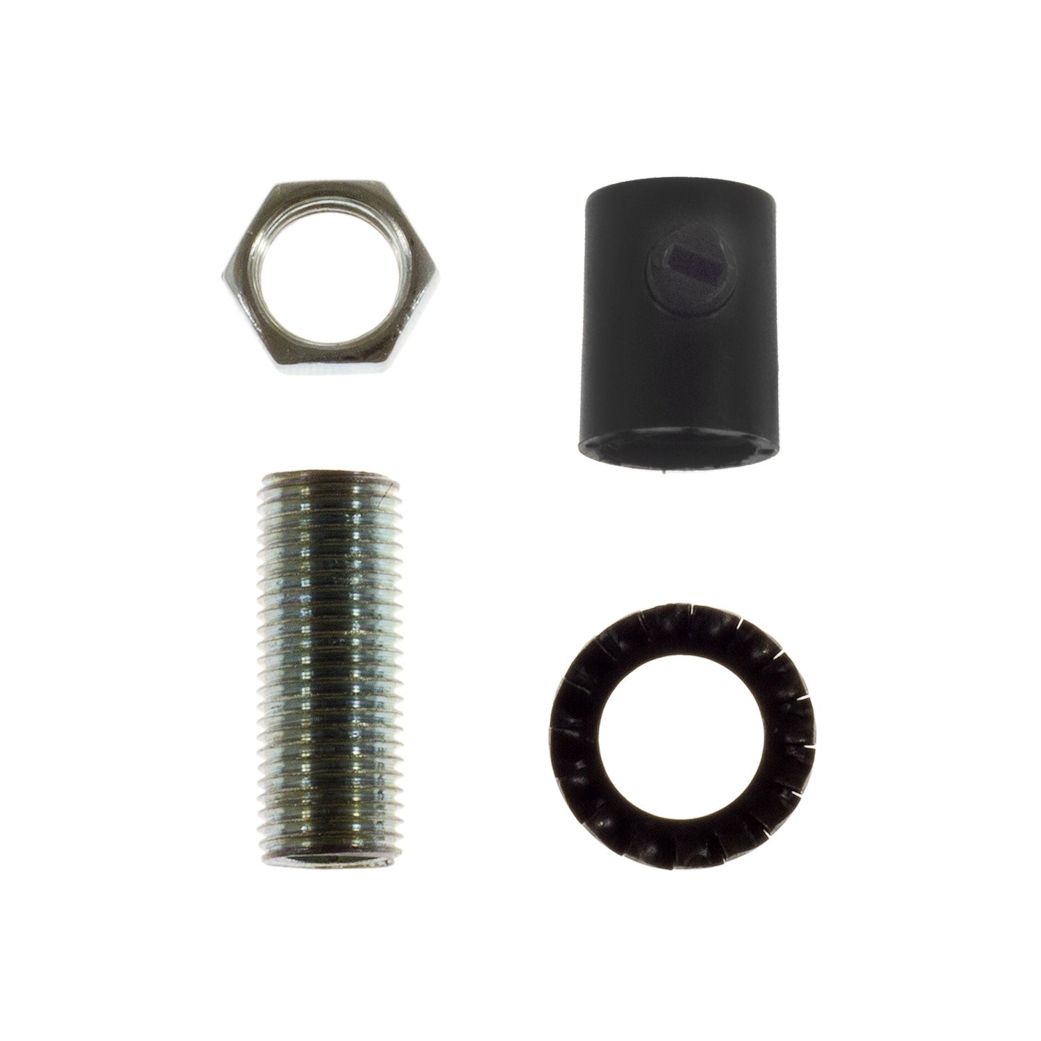 Serracavo cilindrico in plastica completo di tige, dado e rondella - Nero