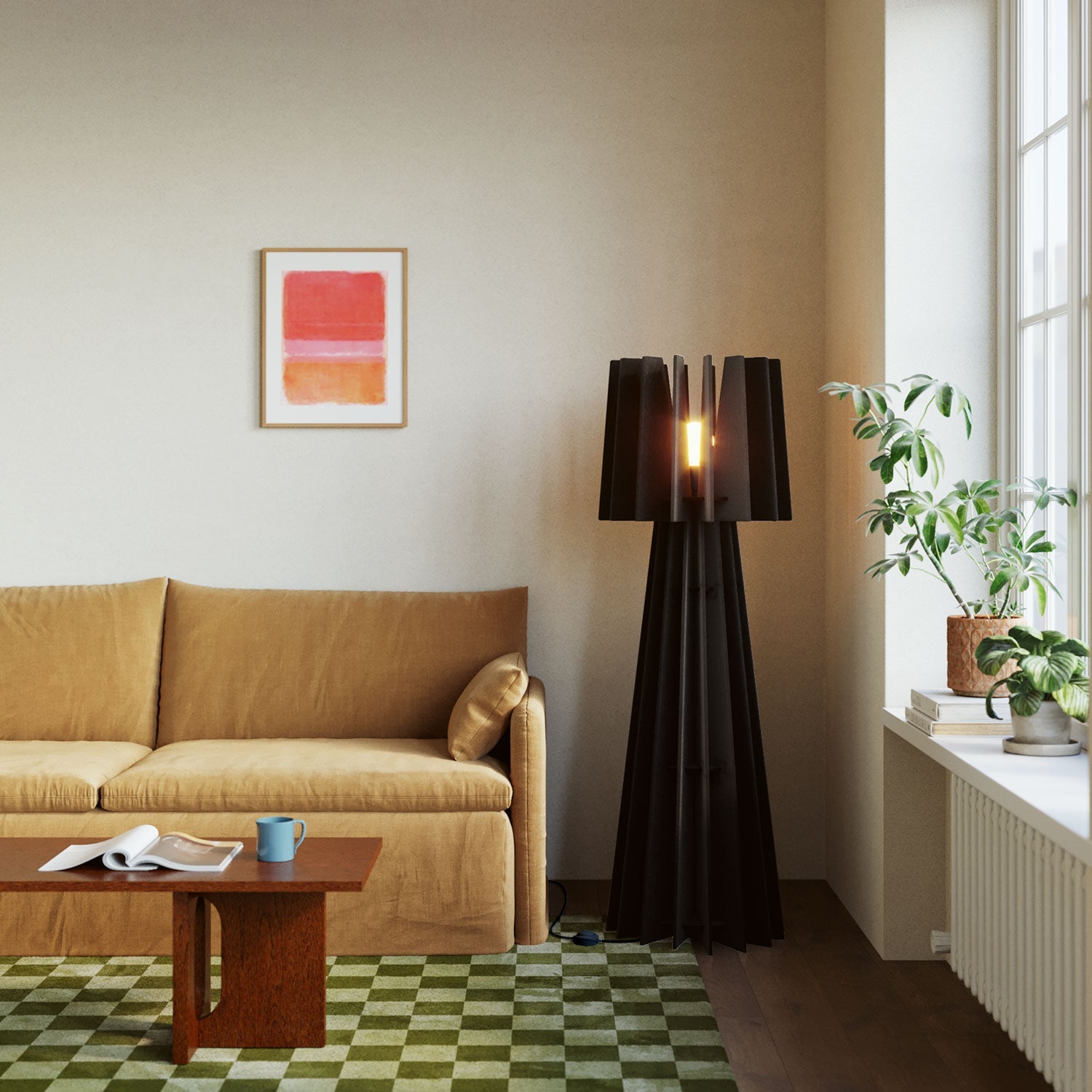 SHHINE - Floor Lamp Made of Sound-Absorbing Material - Black melange