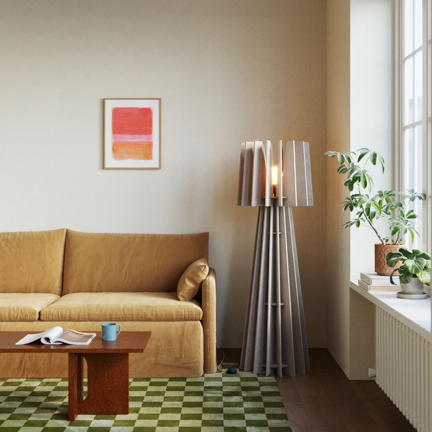 SHHINE - Floor Lamp Made of Sound-Absorbing Material - Dove gray melange