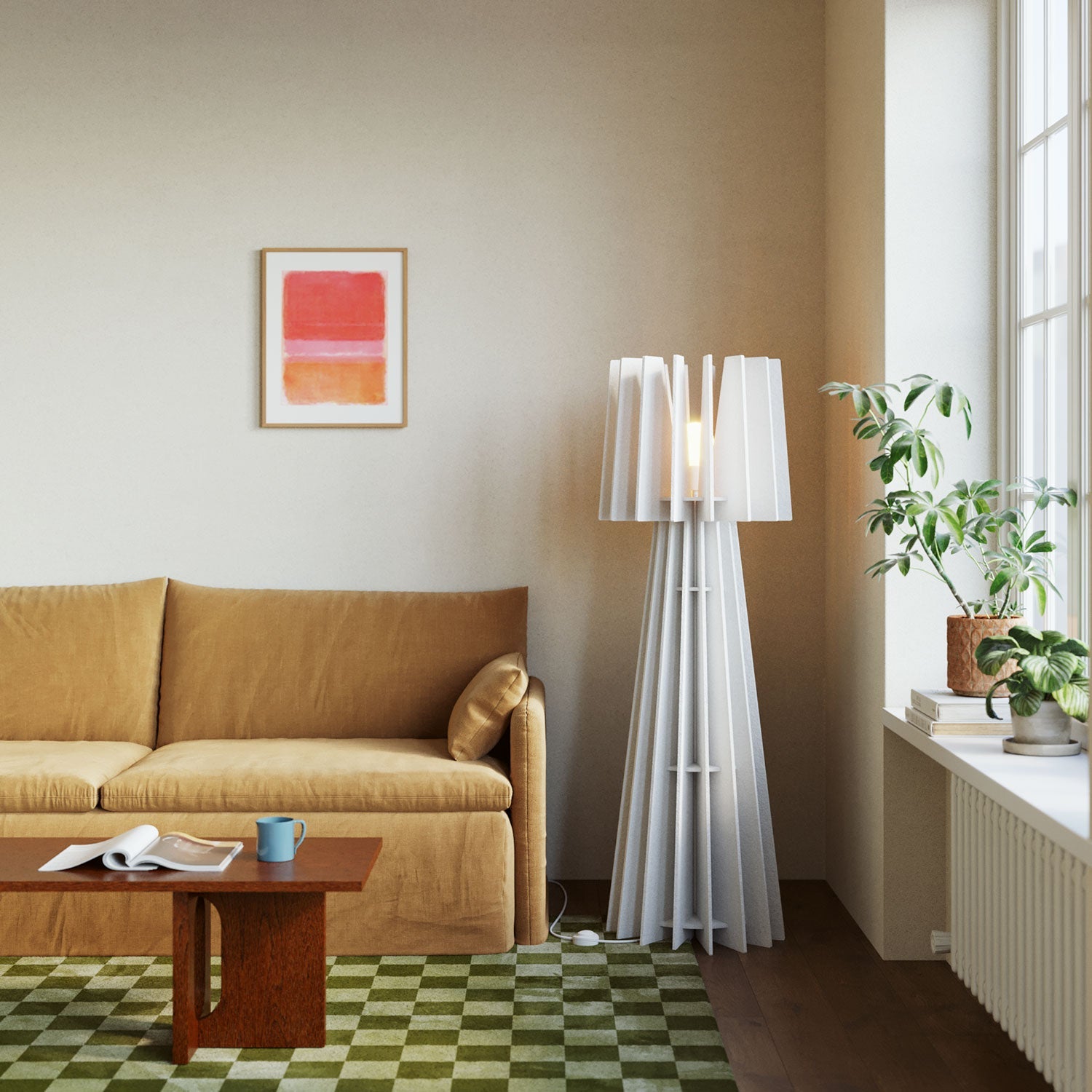 SHHINE - Floor Lamp Made of Sound-Absorbing Material - White melange