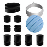 Sistema Filé Symmetric Kit - con cavo CM17 di 5 m per catenaria e 9 componenti in legno verniciato nero per interni