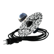 Snake Eiva con paralume mini Piatto Ellepì 'Maioliche' Bianco e Nero, lampada portatile IP65 per esterni con spina