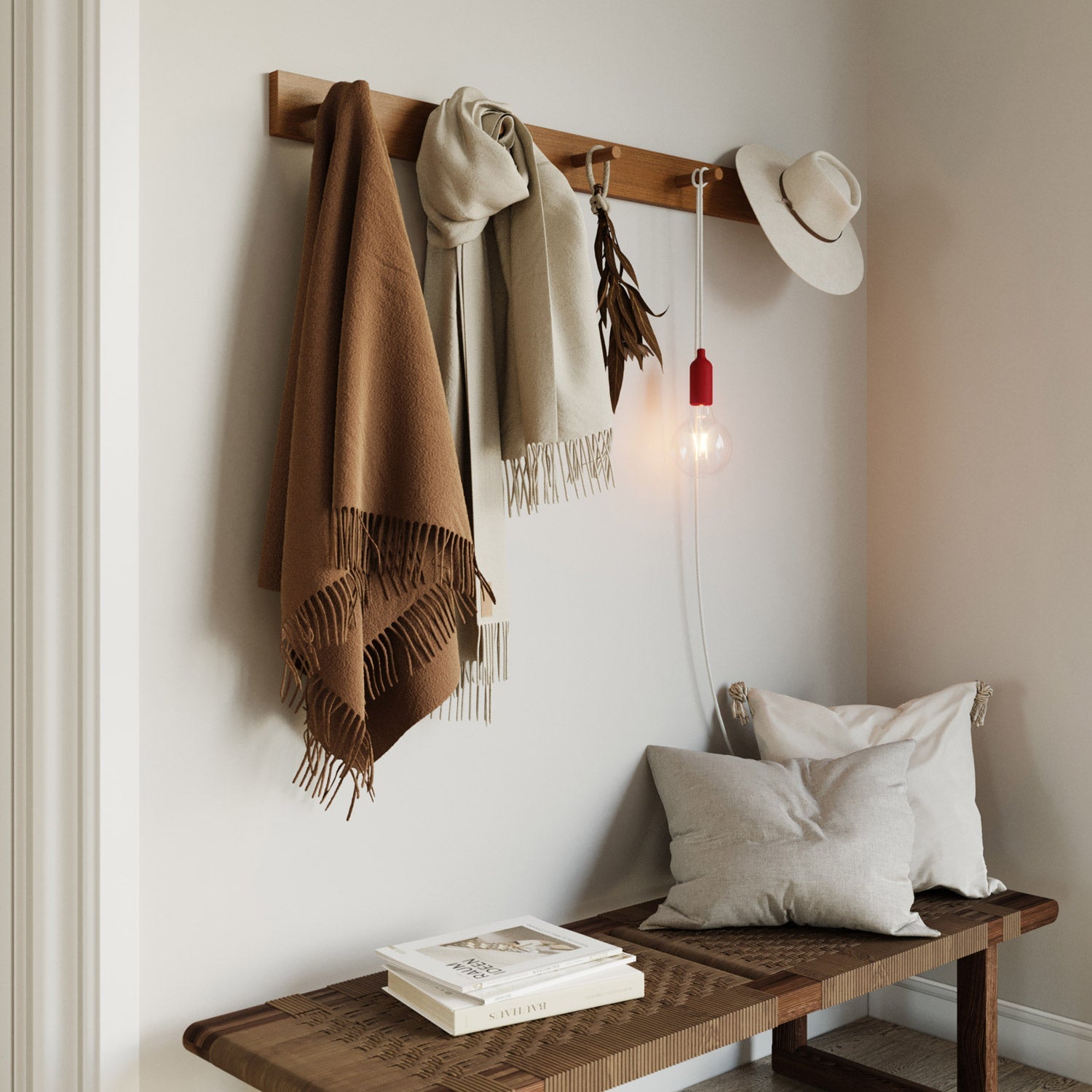 Snake - Silicone lamp with switch and plug Red