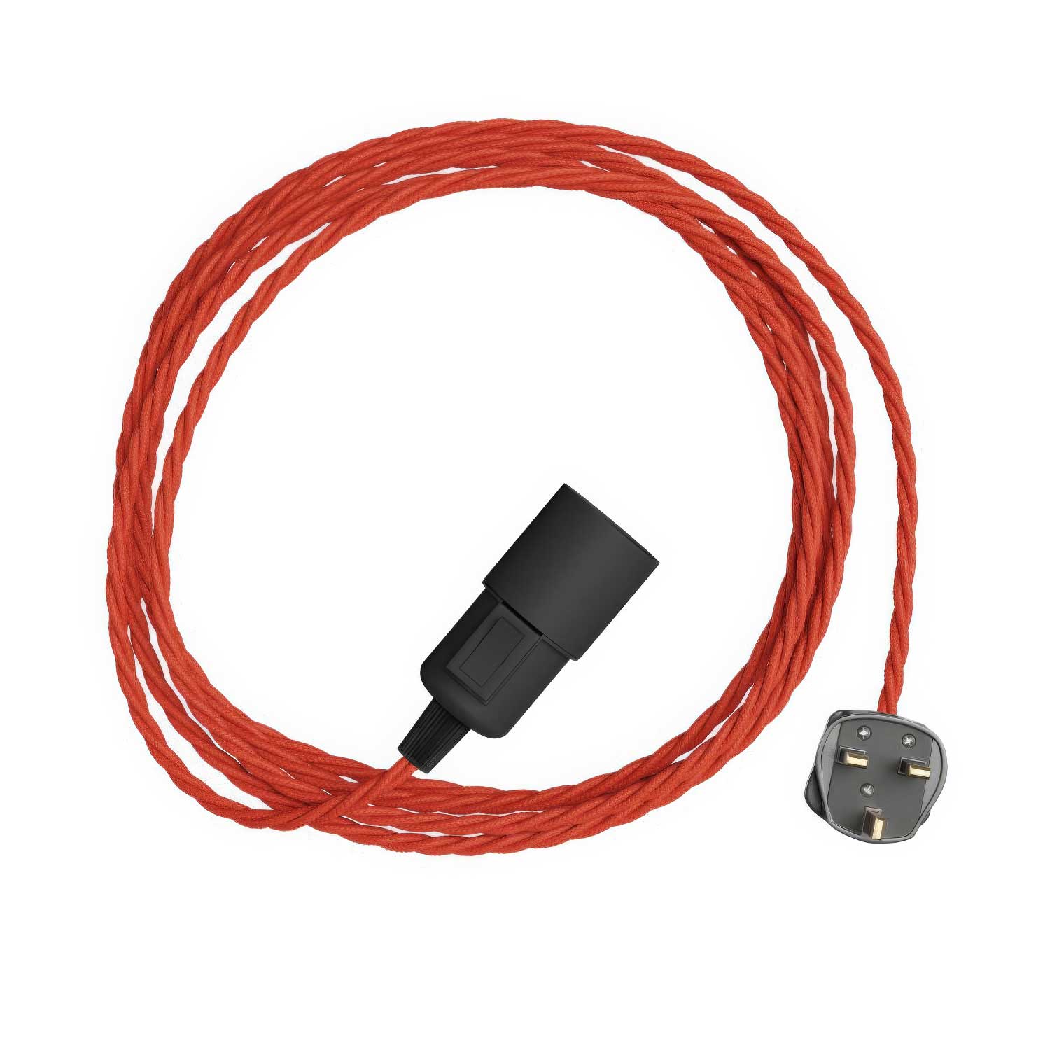 Snake Twisted - Lampada plug-in con cavo trecciato in tessuto TM09 e spina UK