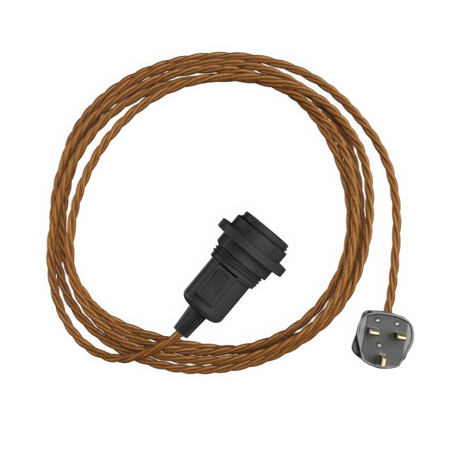 Snake Twisted per paralume - Lampada plug-in con cavo trecciato in tessuto TC23 e spina UK