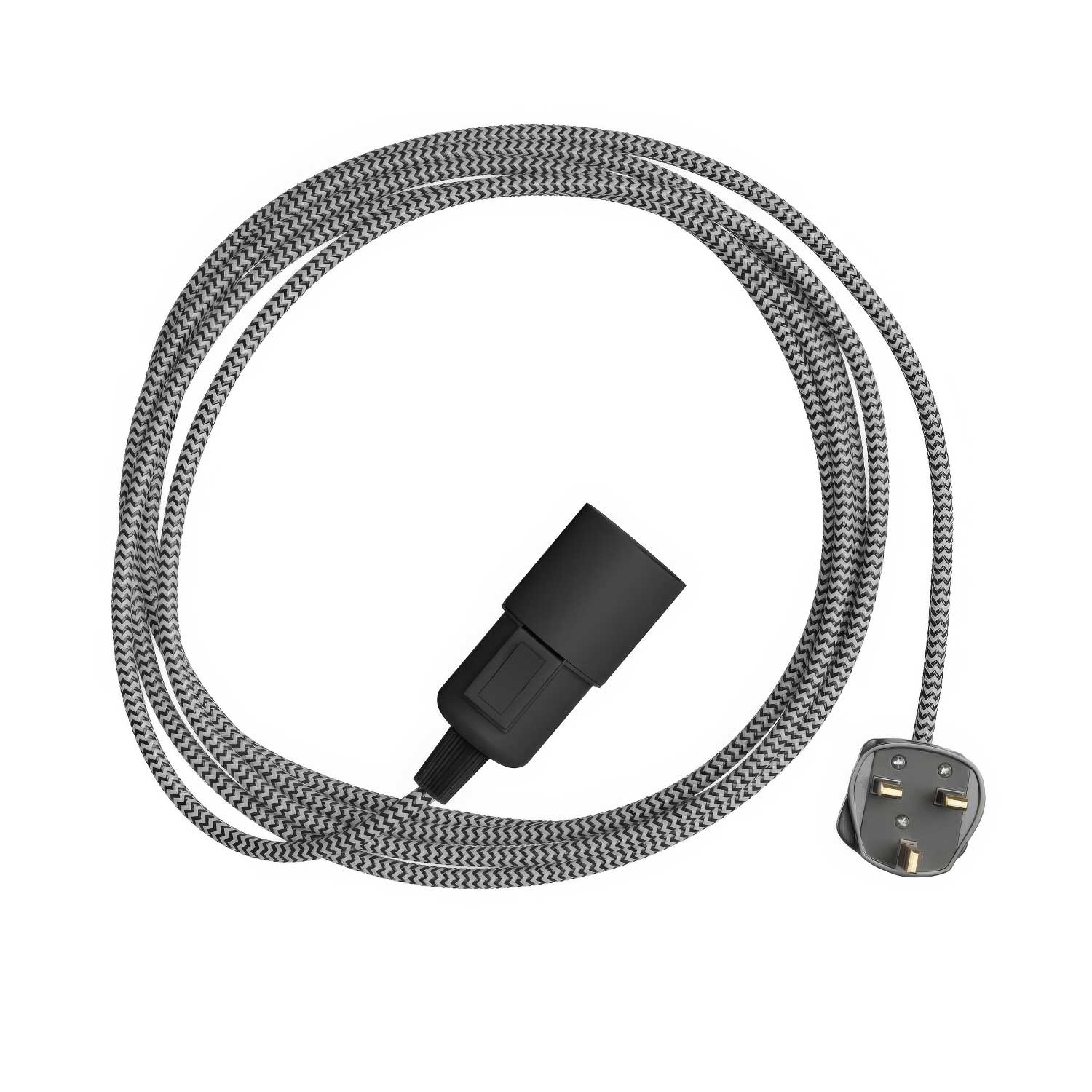 Snake Zig-Zag - Lampada plug-in con cavo in tessuto effetto Zig-Zag RZ04 e spina UK
