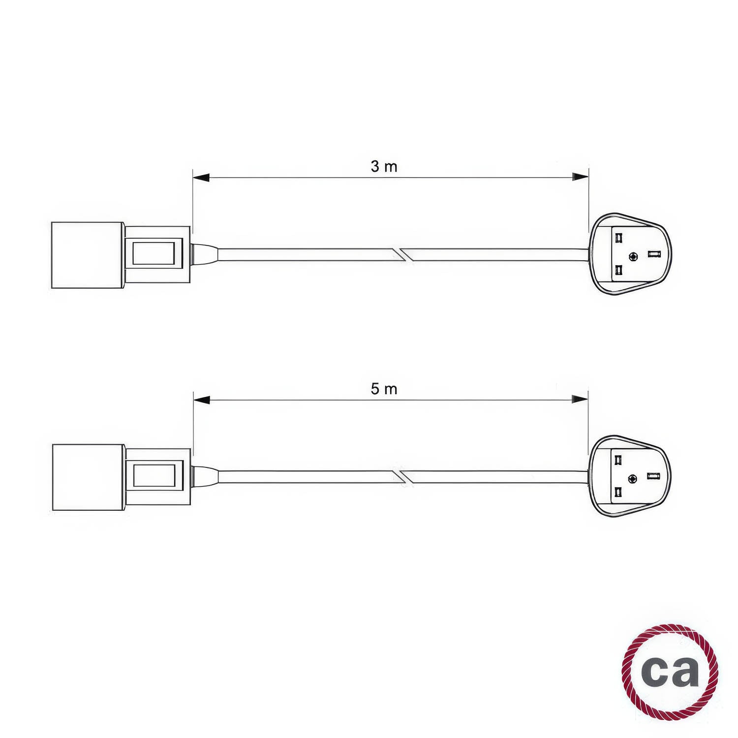 Snake Zig-Zag per paralume - Lampada plug-in con cavo in tessuto effetto Zig-Zag RD73 e spina UK