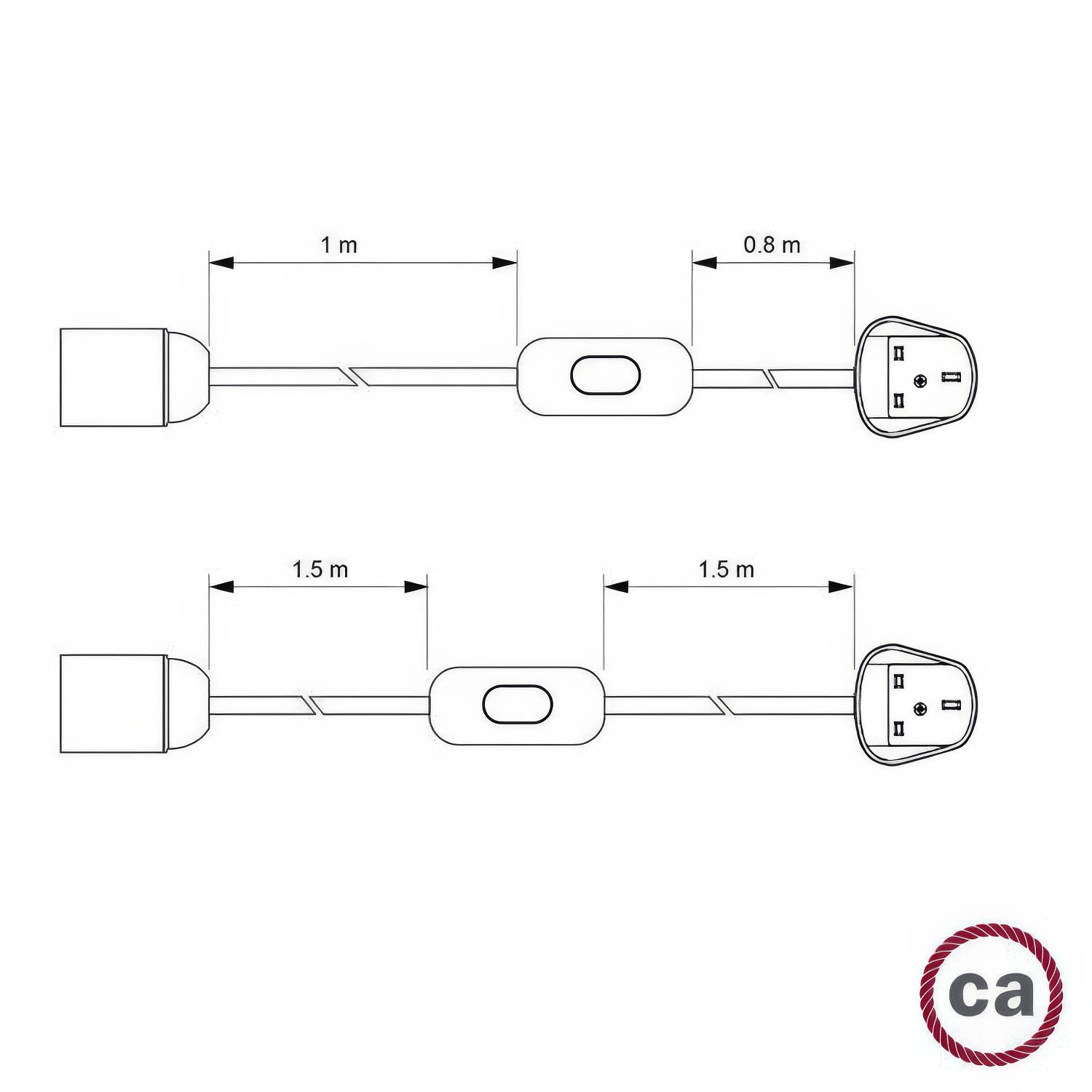 SnakeBis Zig-Zag per paralume - Cablaggio con portalampada, cavo in tessuto effetto Zig-Zag RZ27 e spina UK