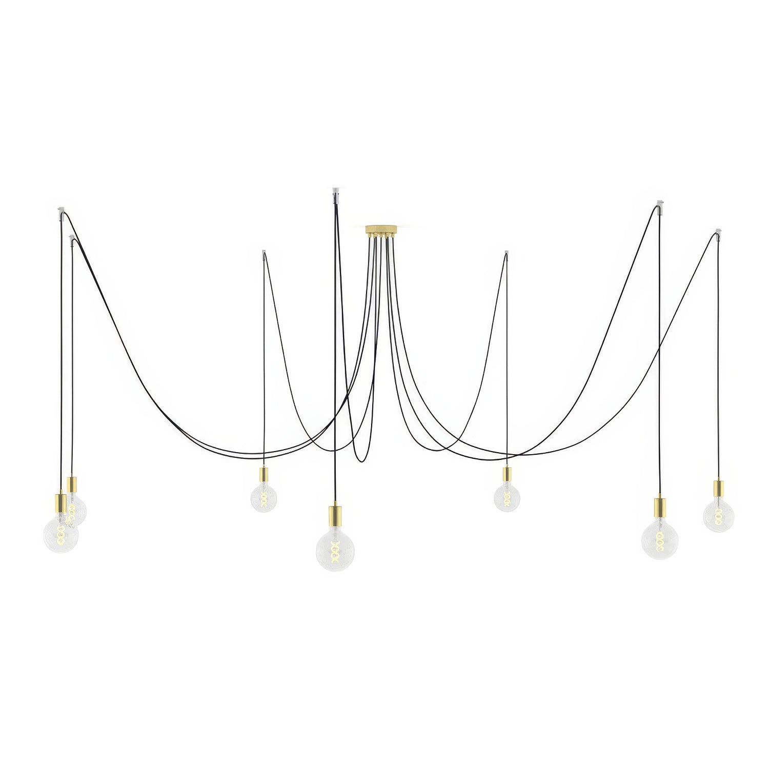 Spider - Lampada a sospensione multipla a 7 cadute con finiture in metallo - Ottone