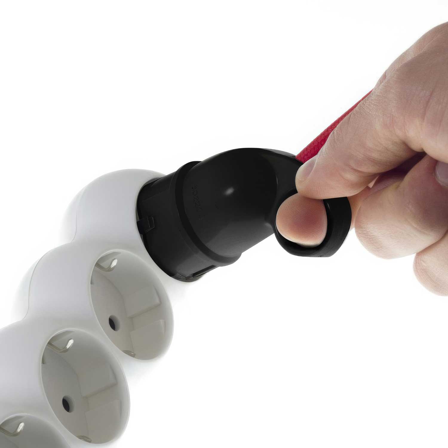 Spina Schuko Confort con anello 16A 250V - Nero - Creative Cables