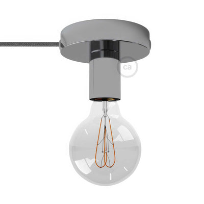 Spostaluce, the metal light point complete with textile cord and side holes - Chrome