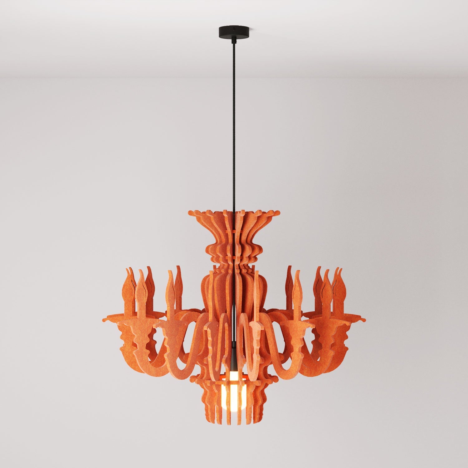 Suspension Lamp with Classic SHHANDELIER Shade Made of Sound-Absorbing Material - Orange melange