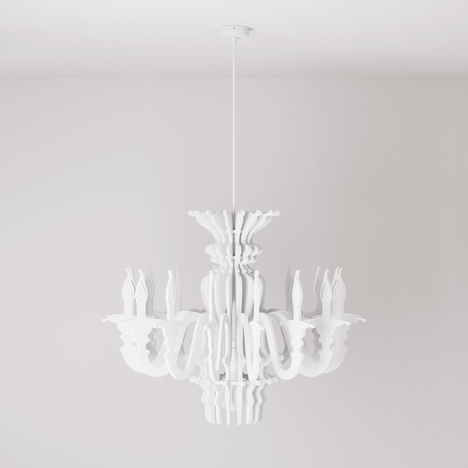 Suspension Lamp with Classic SHHANDELIER Shade Made of Sound-Absorbing Material - White melange