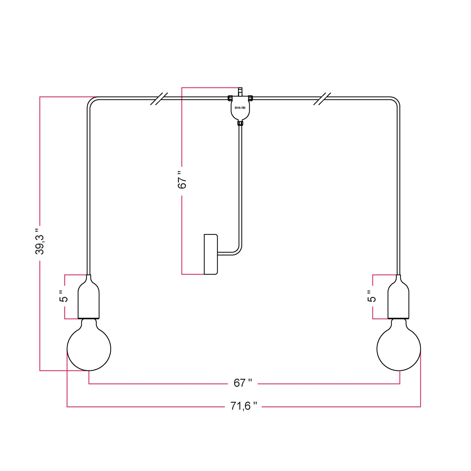 T-Snake EIVA Outdoor lamp for wet locations with 2 lights with canopy - Soft blue